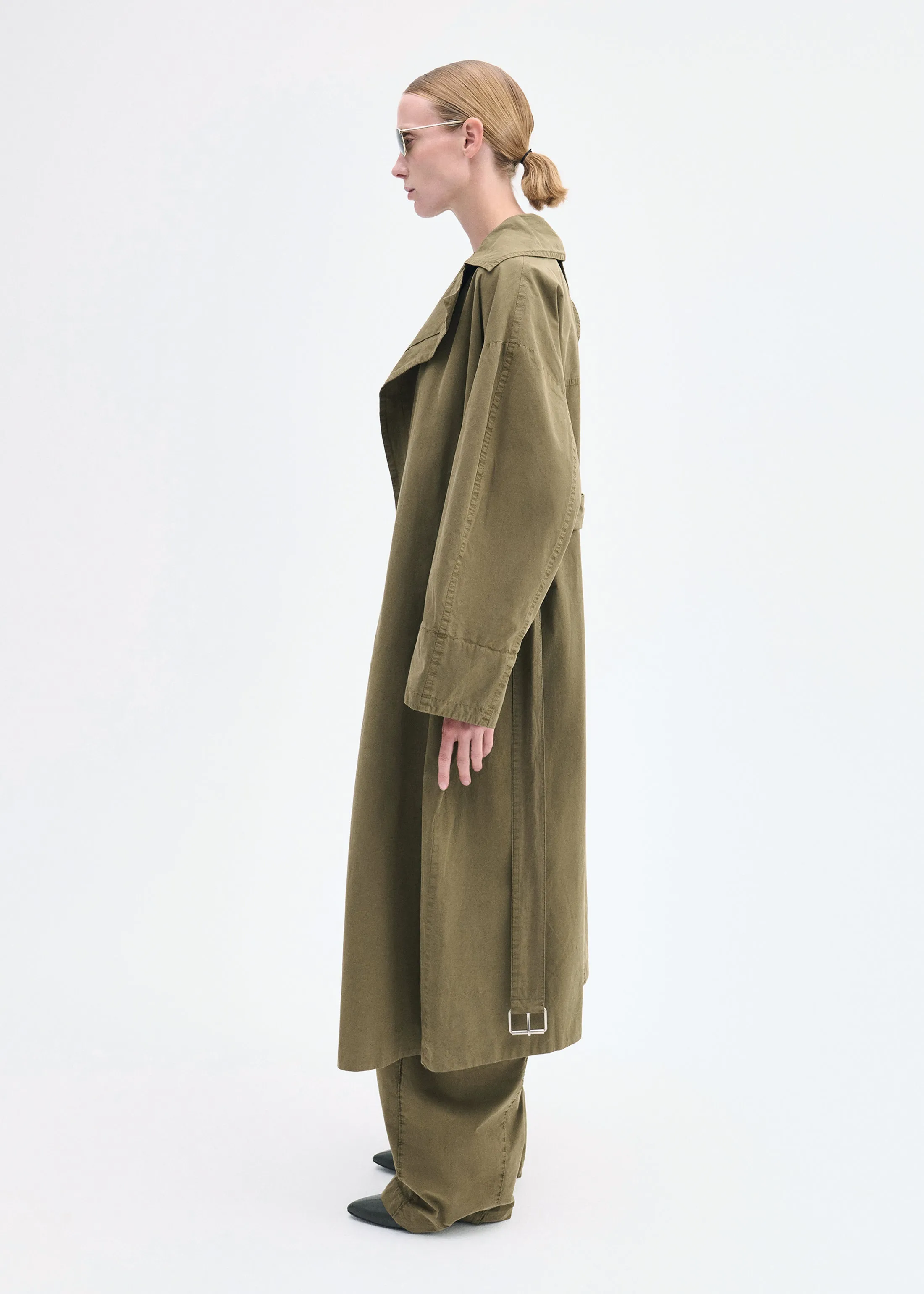 Oversized Trench in Cotton Twill - Olive sold by CO product image thumbnail 4