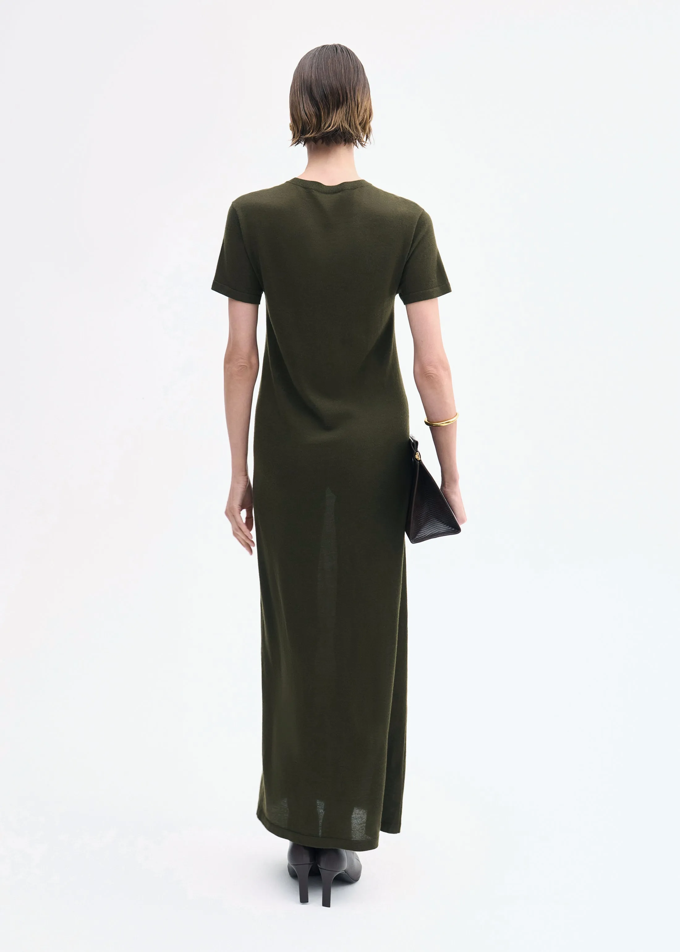 T-Shirt Dress in Fine Cashmere - Olive sold by CO product image thumbnail 2