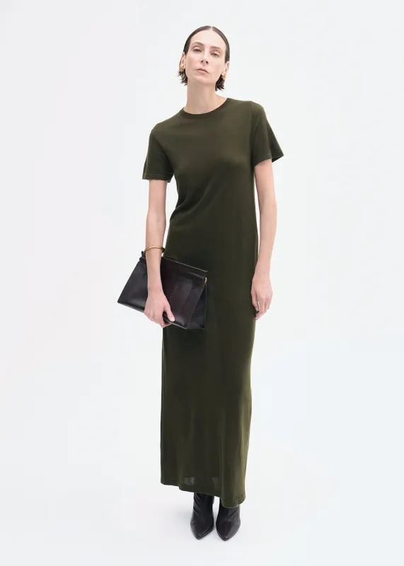 T-Shirt Dress in Fine Cashmere - Olive sold by CO