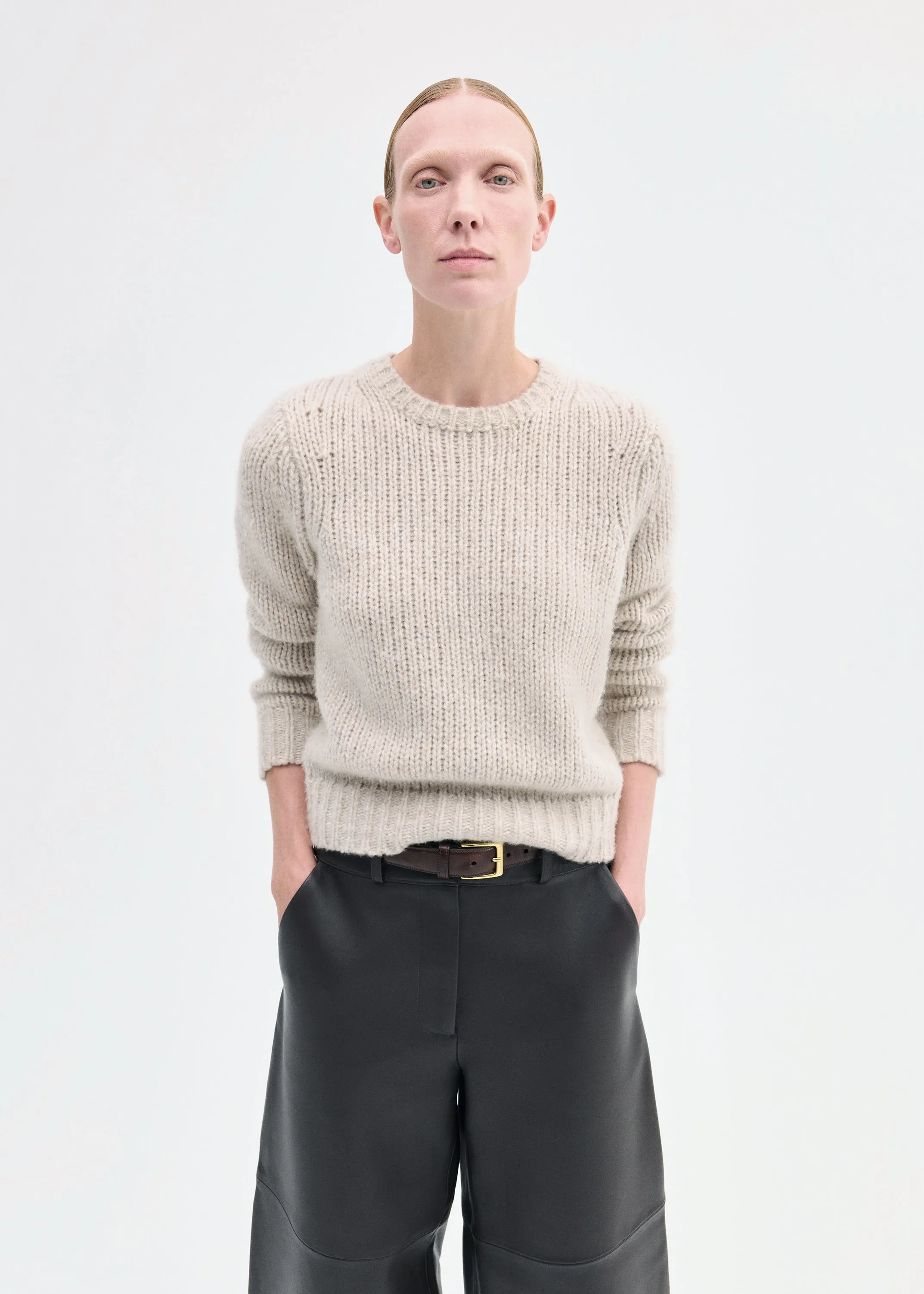 Fitted Crew Sweater in Cashmere Silk - Arctic sold by CO