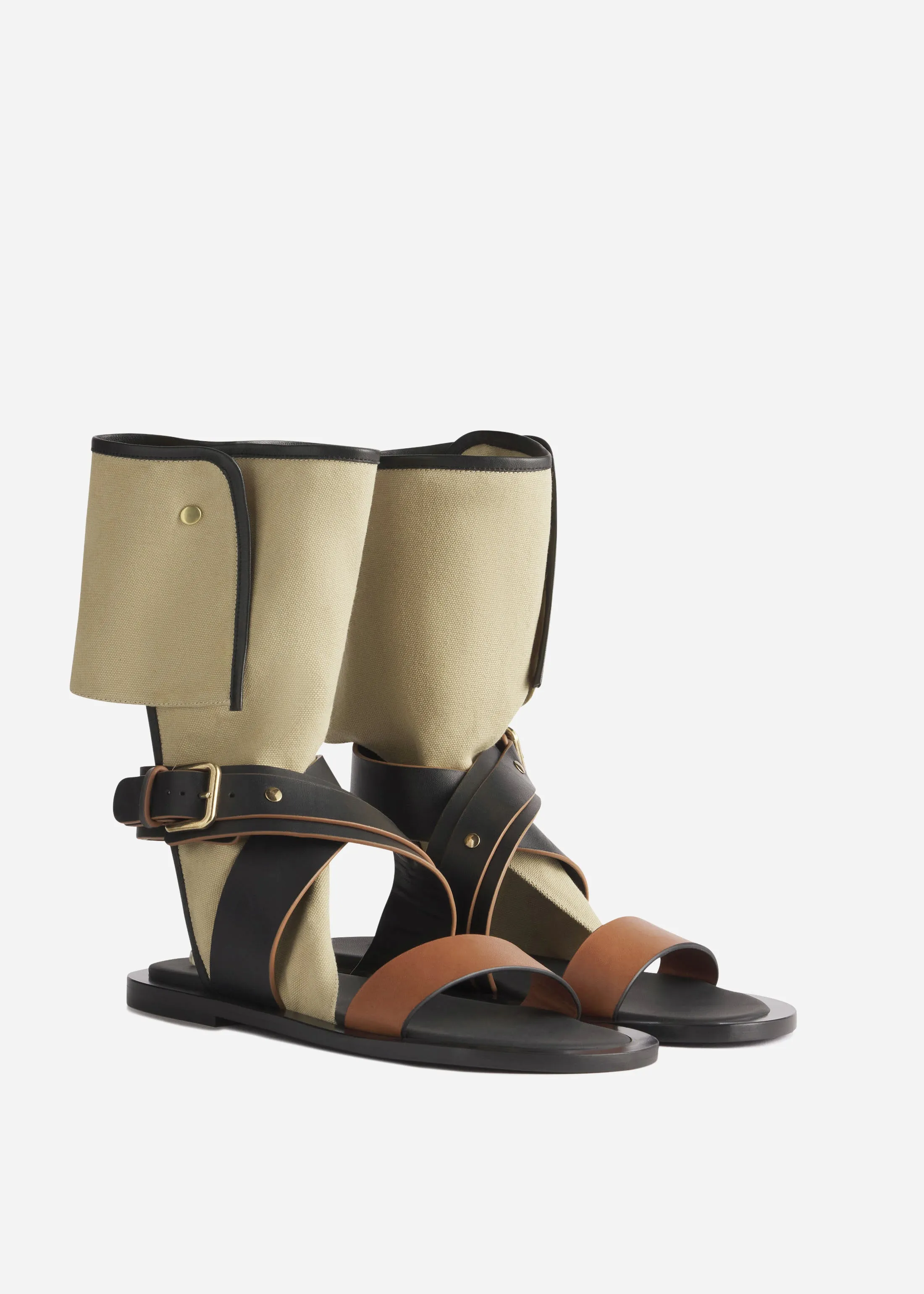 Canvas Gladiator Wrap Sandal in Ecru sold by CO product image thumbnail 2