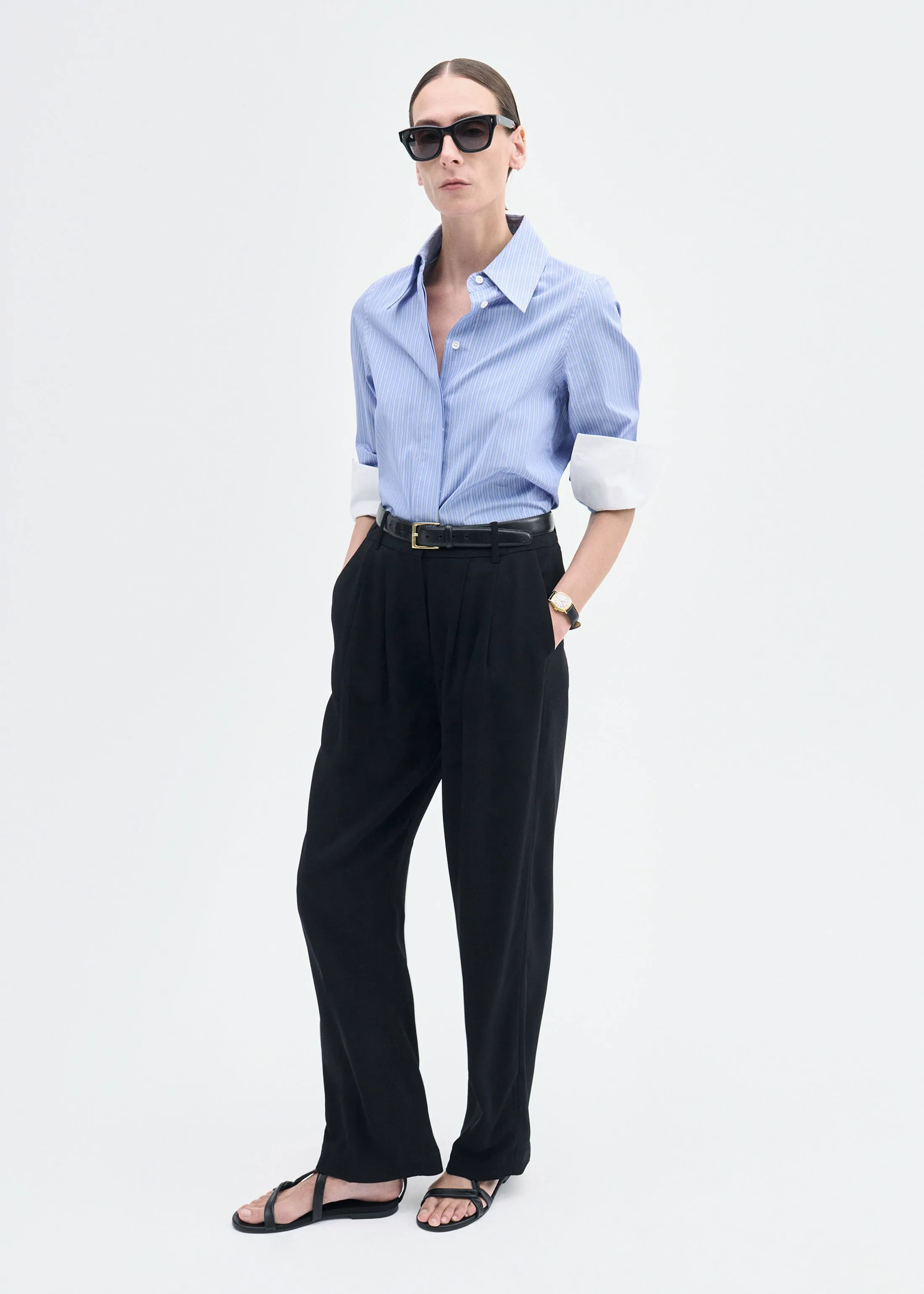 Fitted Shirt in Striped Poplin - Blue Multi sold by CO product image thumbnail 3