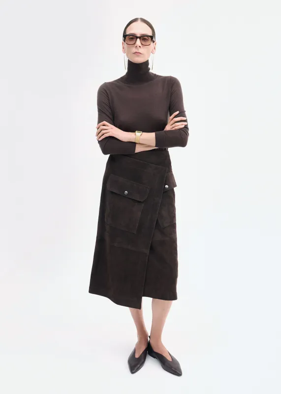 Wrap Skirt in Suede - Chocolate sold by CO