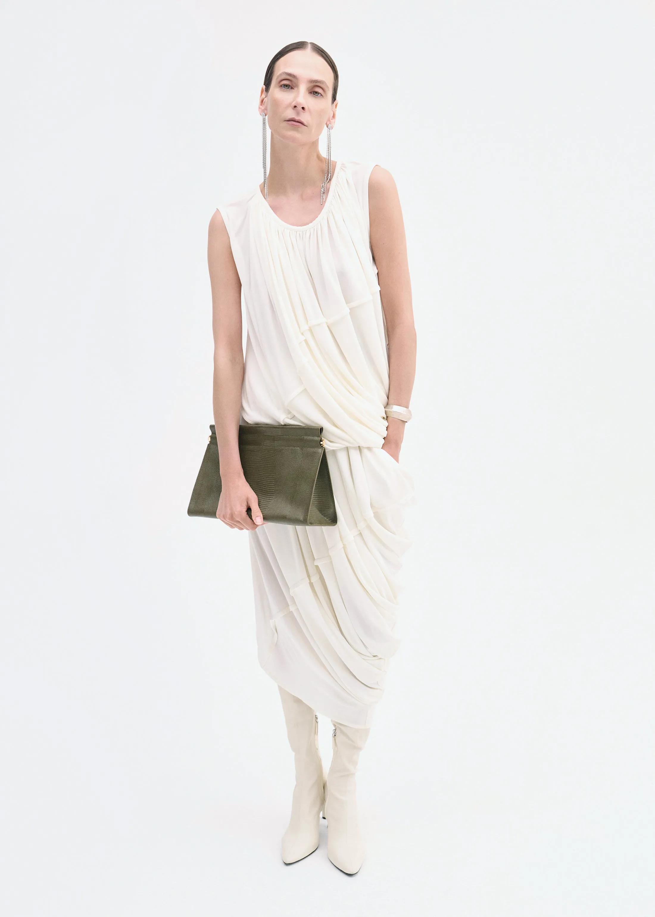 Draped Skirt in Crepe Jersey - Ivory sold by CO