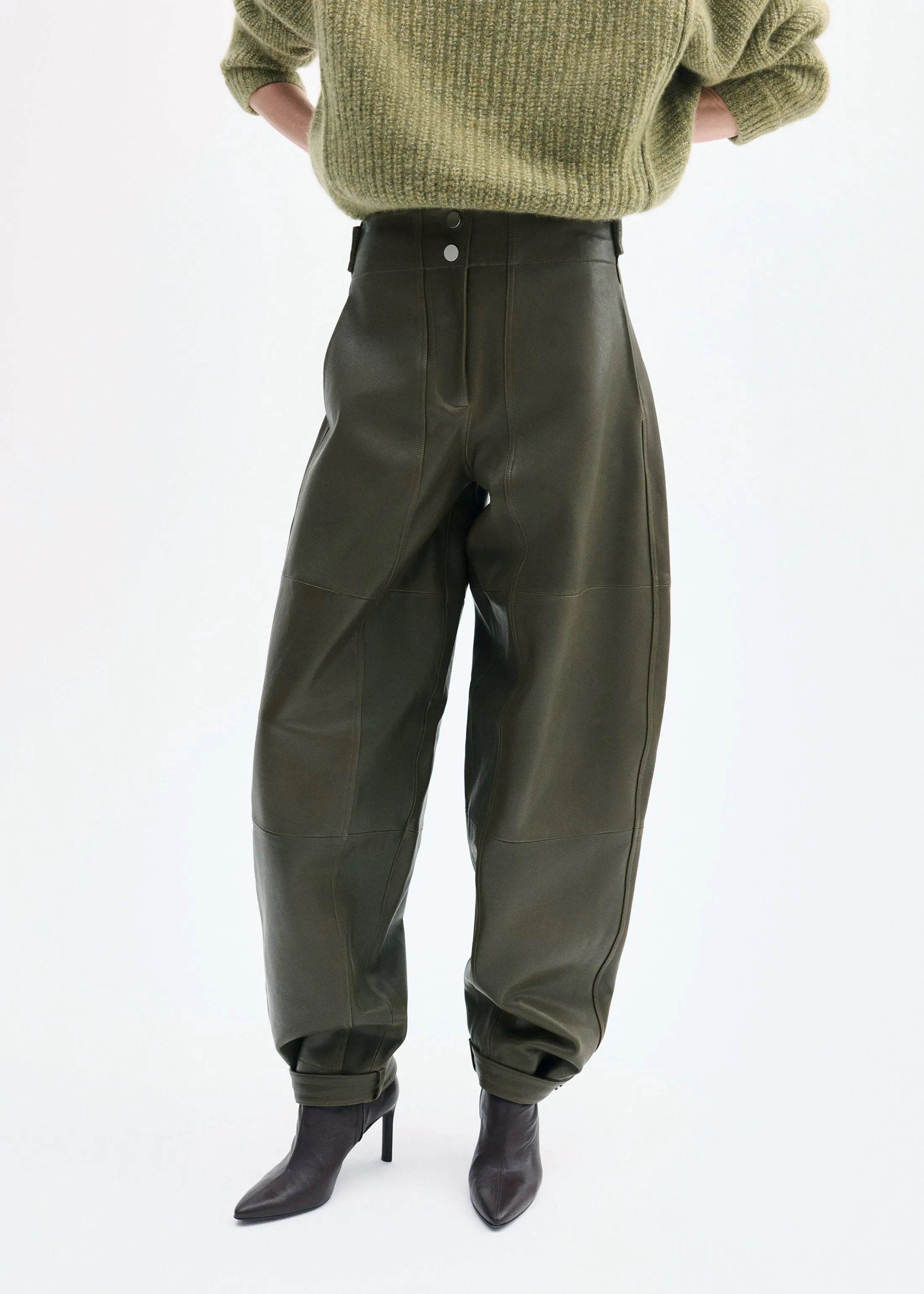 Curved Trouser in Leather - Olive sold by CO product image thumbnail 2