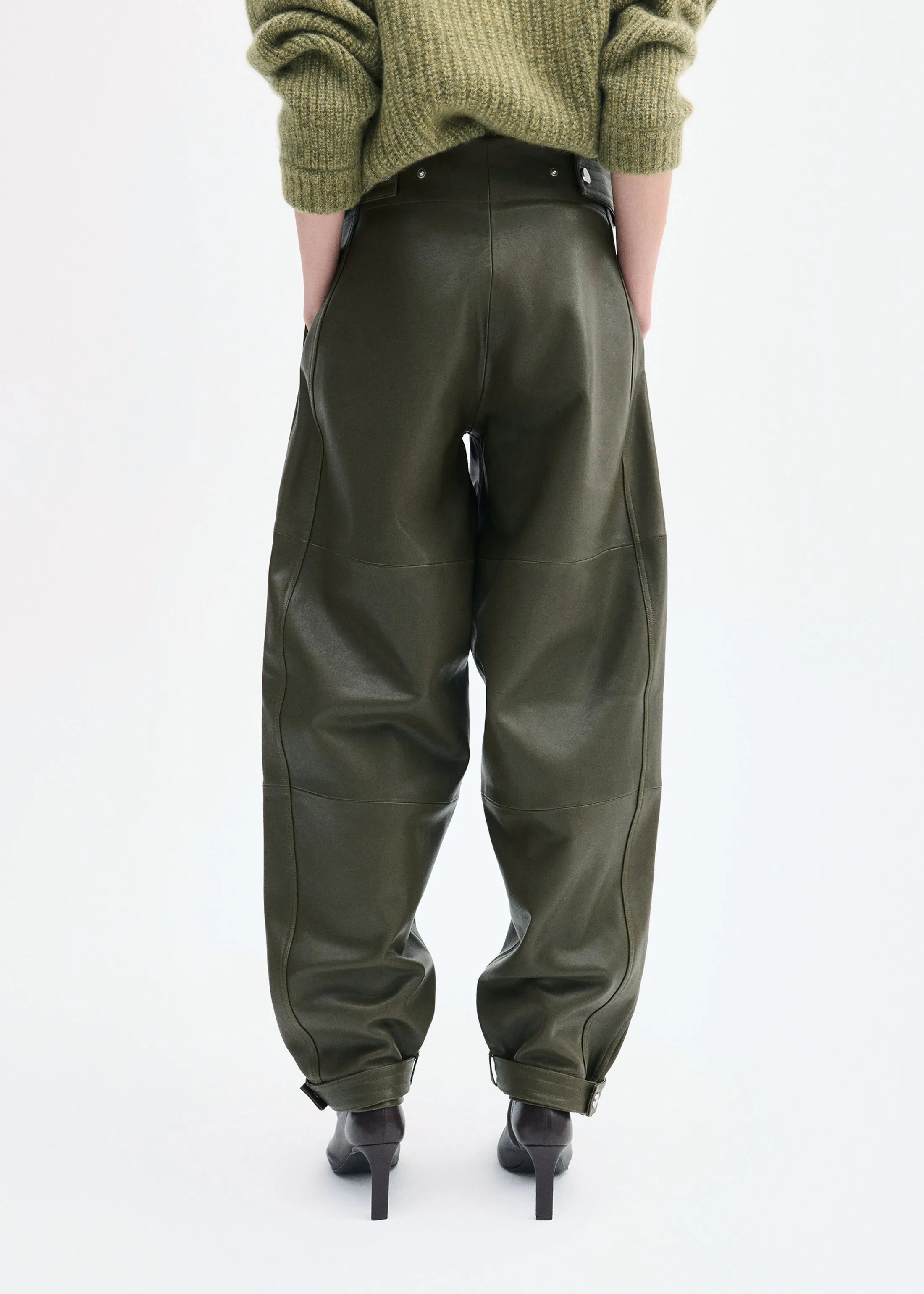 Curved Trouser in Leather - Olive sold by CO product image thumbnail 4
