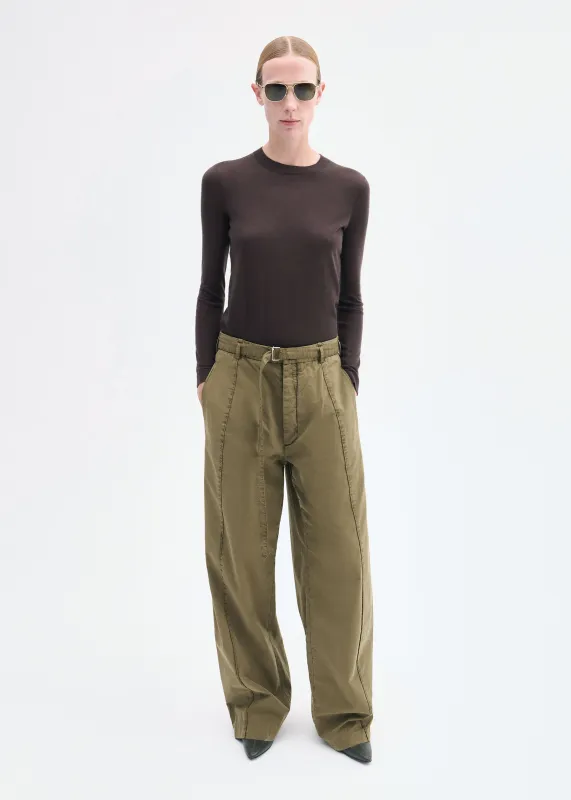 Drop Waist Pant in Cotton Twill - Olive sold by CO