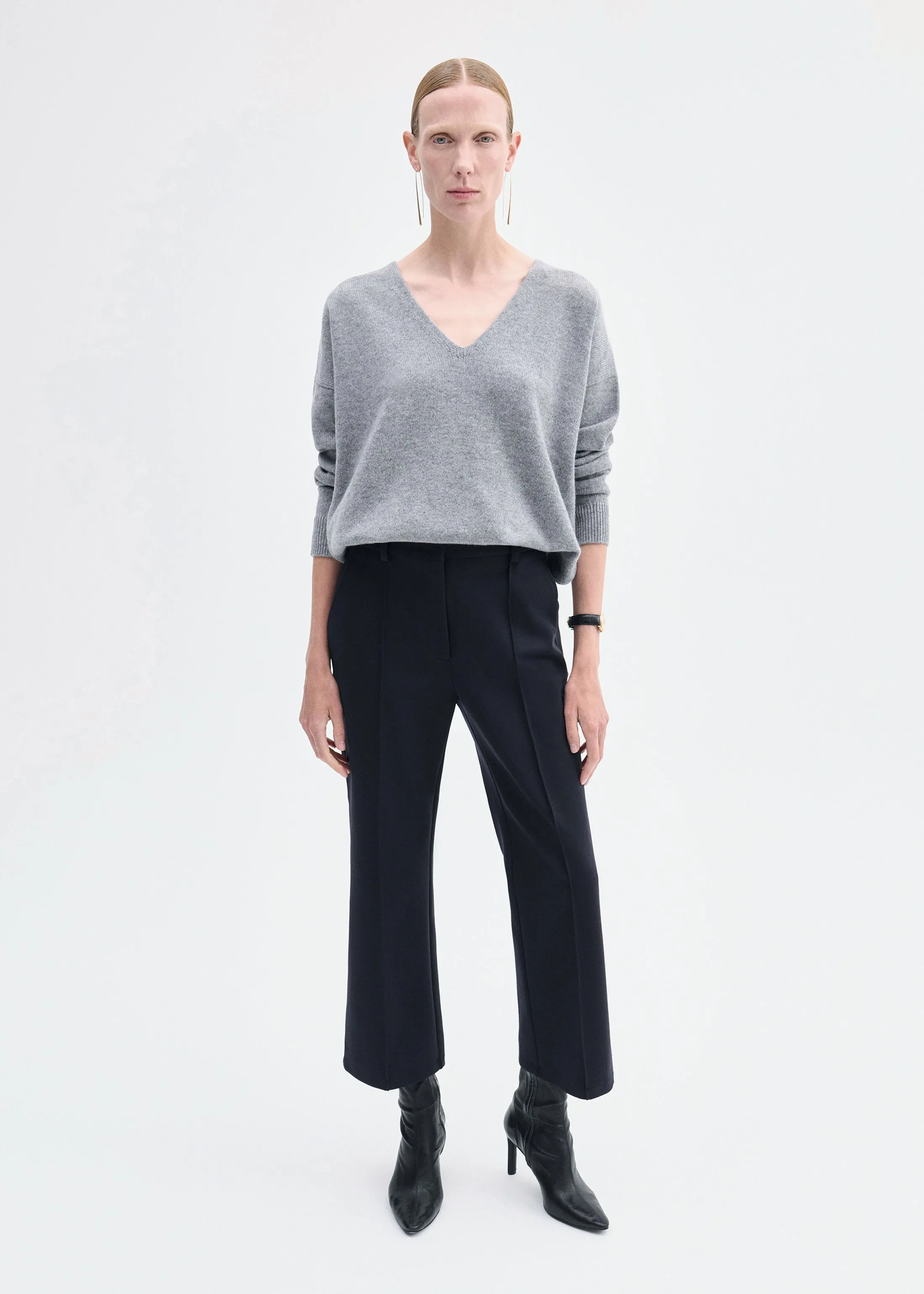 Cropped Flared Pant in Scuba - Black sold by CO
