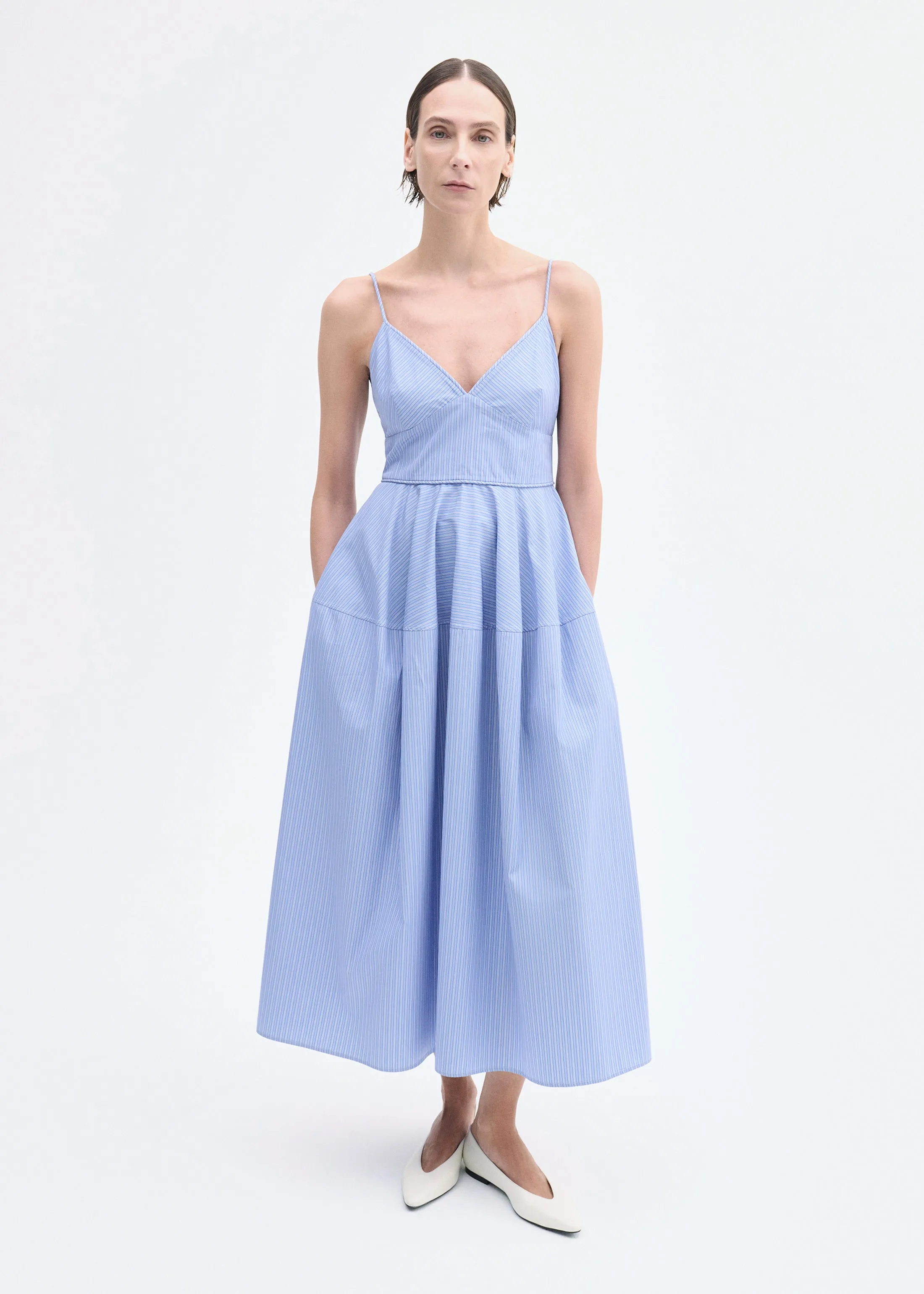 Striped Camisole Dress in Cotton - Blue Multi sold by CO