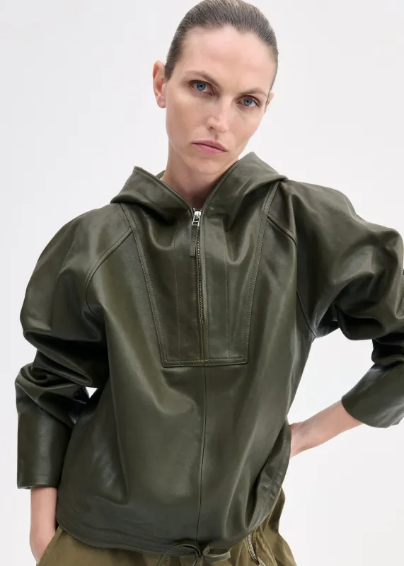 Workwear Pullover in Leather -  Olive made by CO