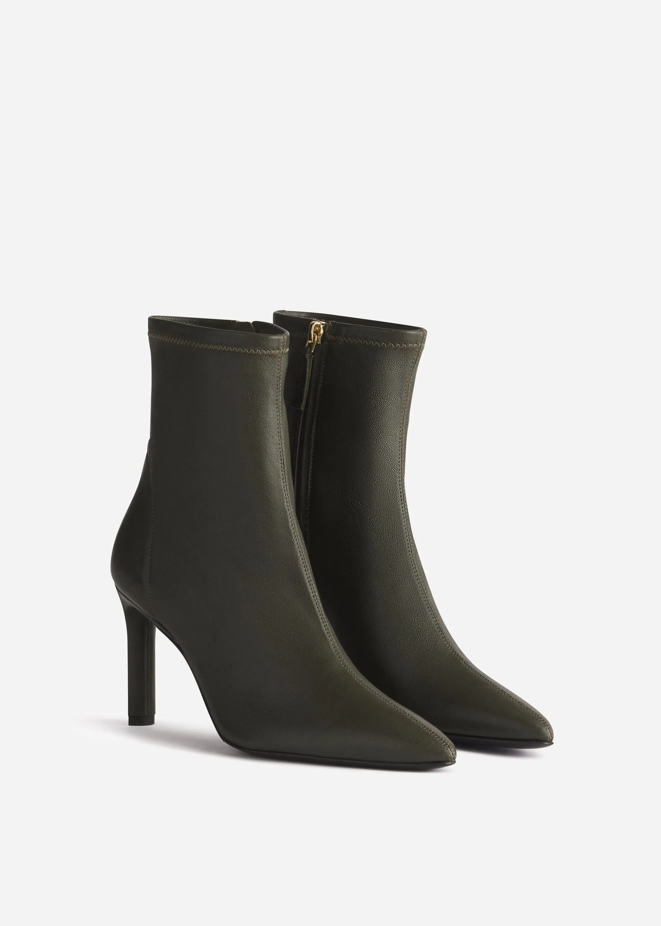 Heeled Leather Sock Bootie in Olive sold by CO product image thumbnail 2