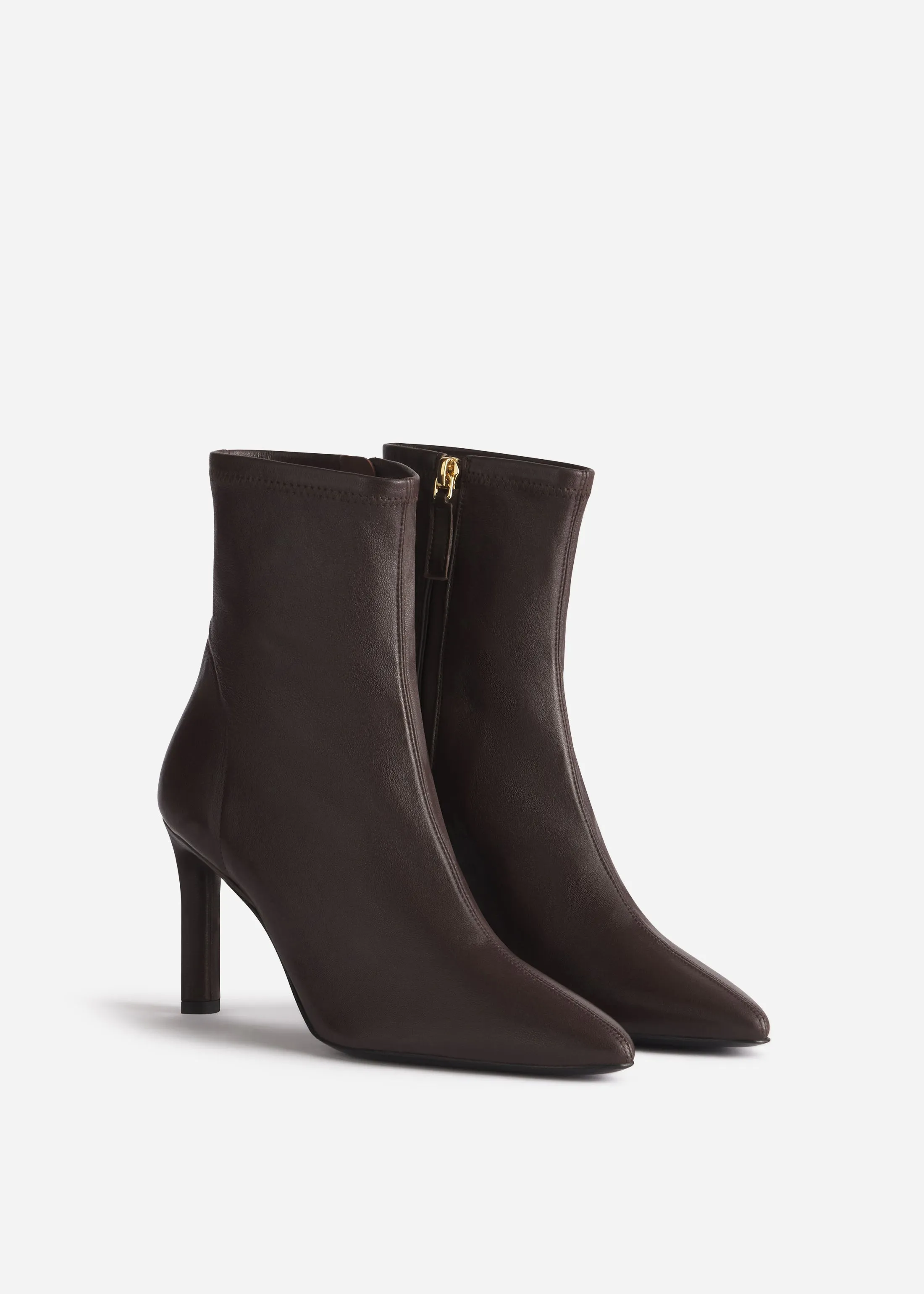 Heeled Leather Sock Bootie in Chocolate sold by CO product image thumbnail 2