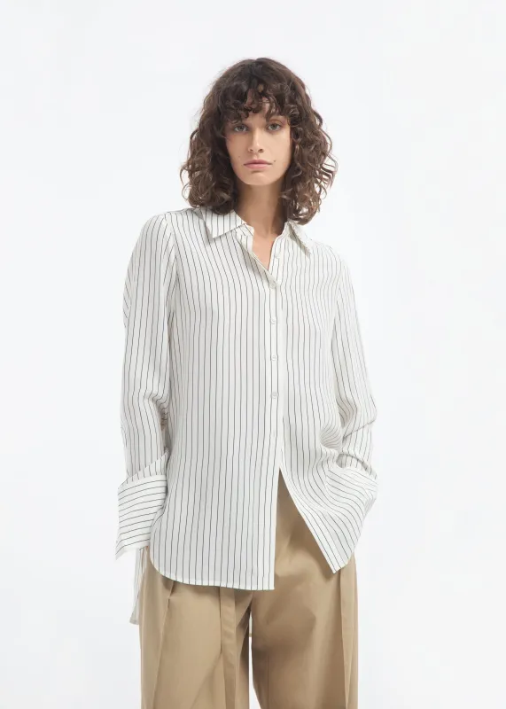 Collared Button Down Shirt in Silk - Stripe sold by CO