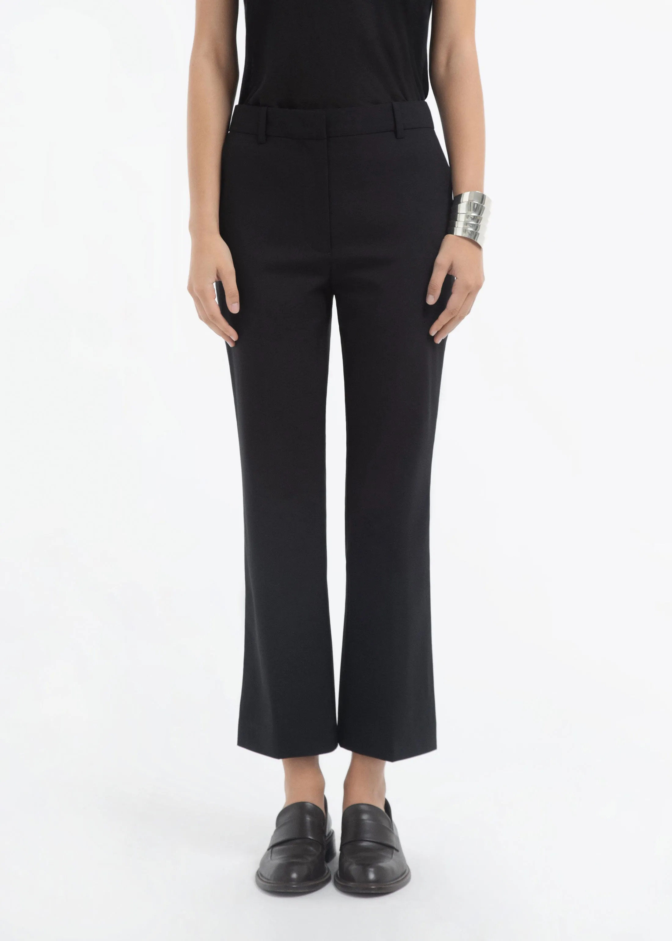 Cropped Cigarette Trouser in Virgin Wool - Black sold by CO product image thumbnail 2