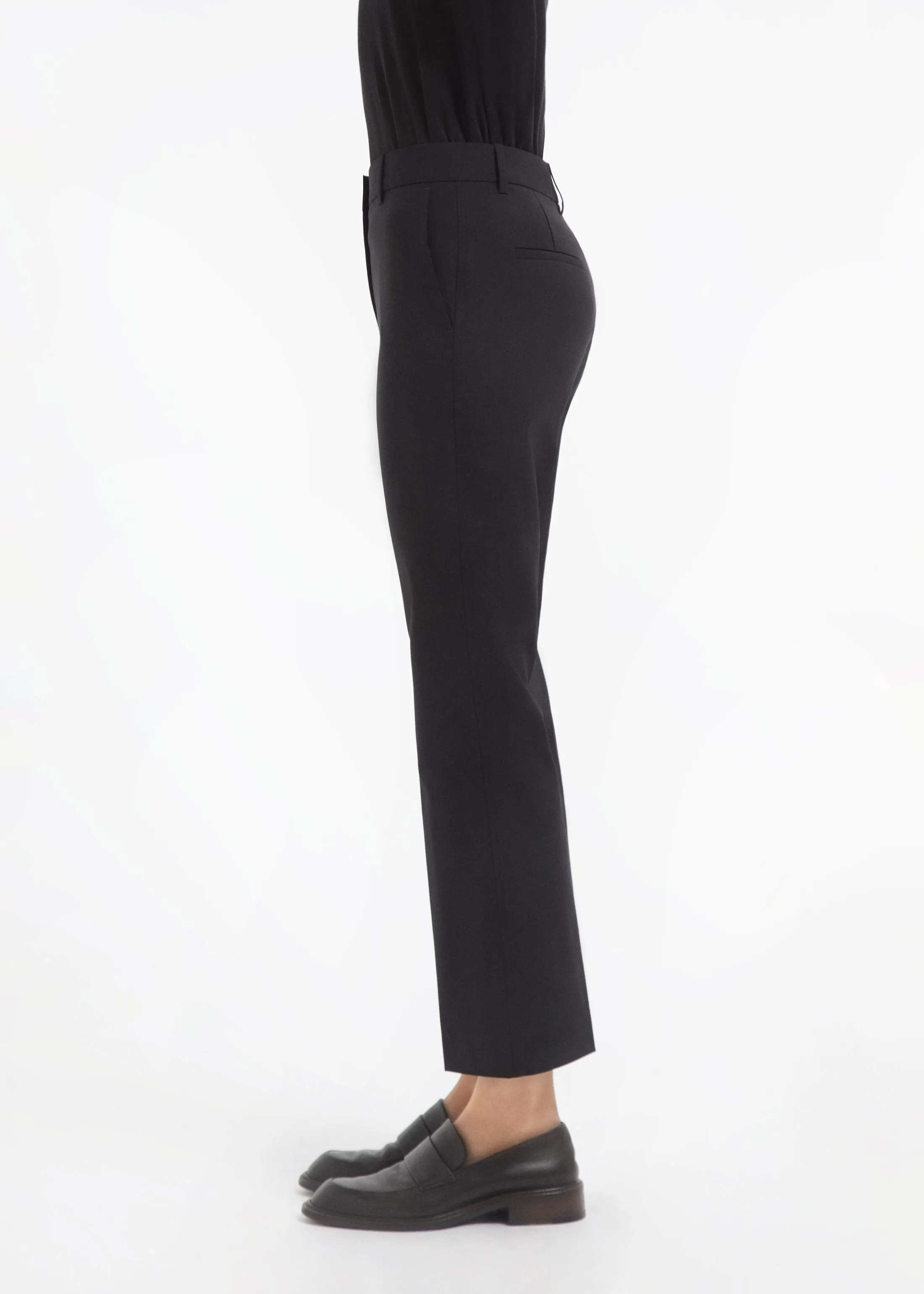 Cropped Cigarette Trouser in Virgin Wool - Black sold by CO product image thumbnail 4