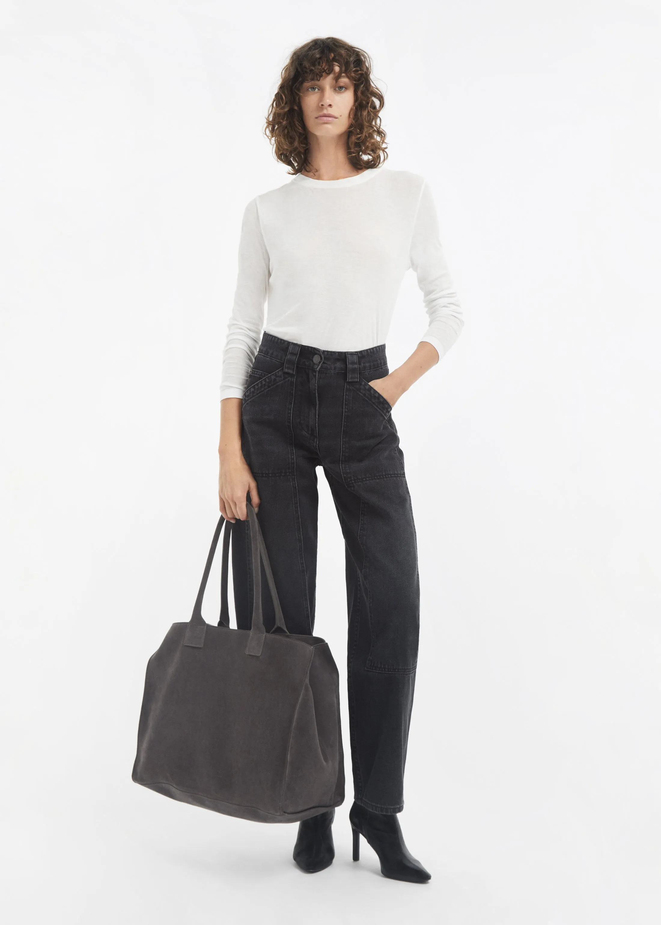 Large Tote Bag in Suede - Grey sold by CO product image thumbnail 5