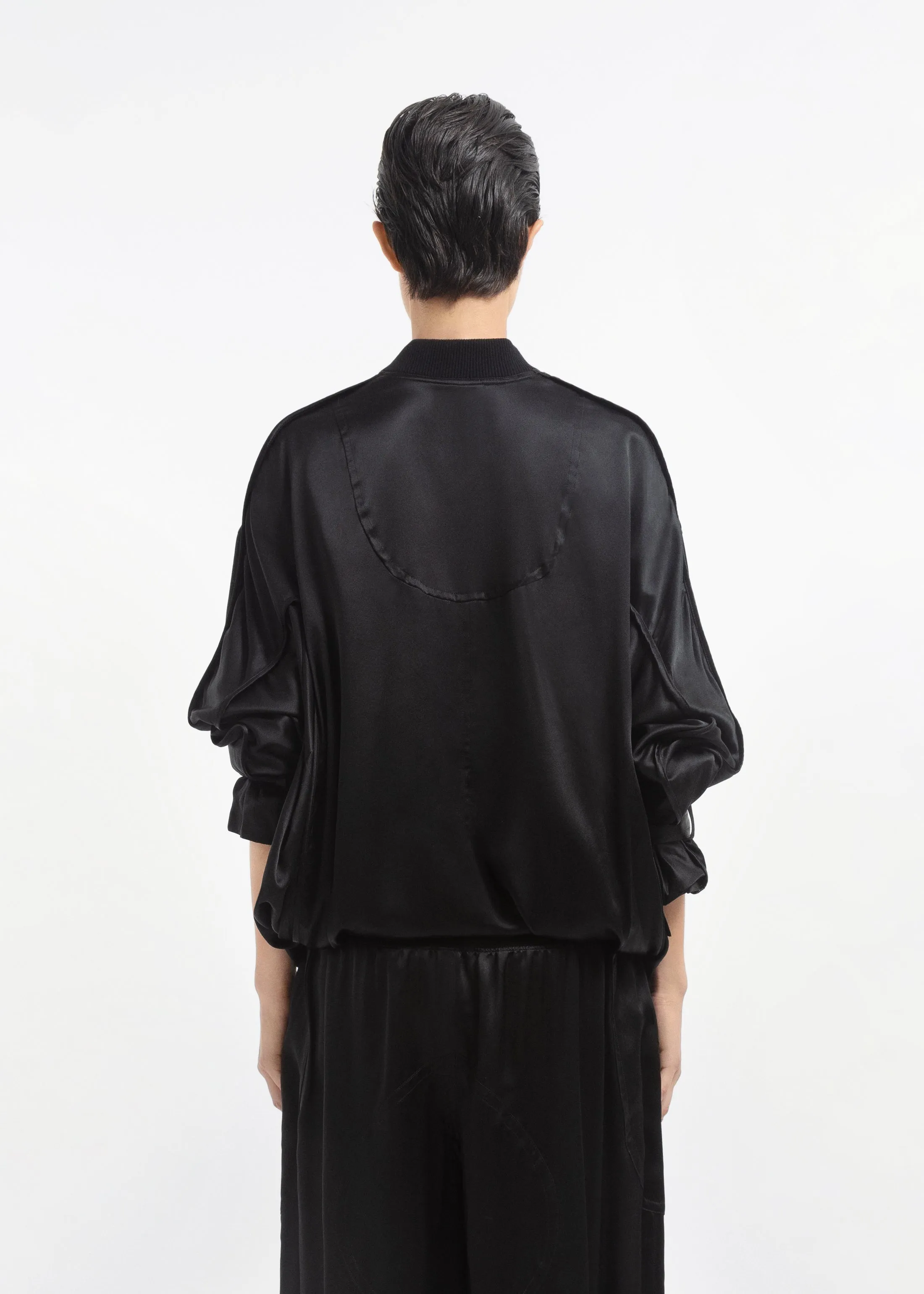 Sports Bomber in Silk Charmeuse - Black sold by CO product image thumbnail 4
