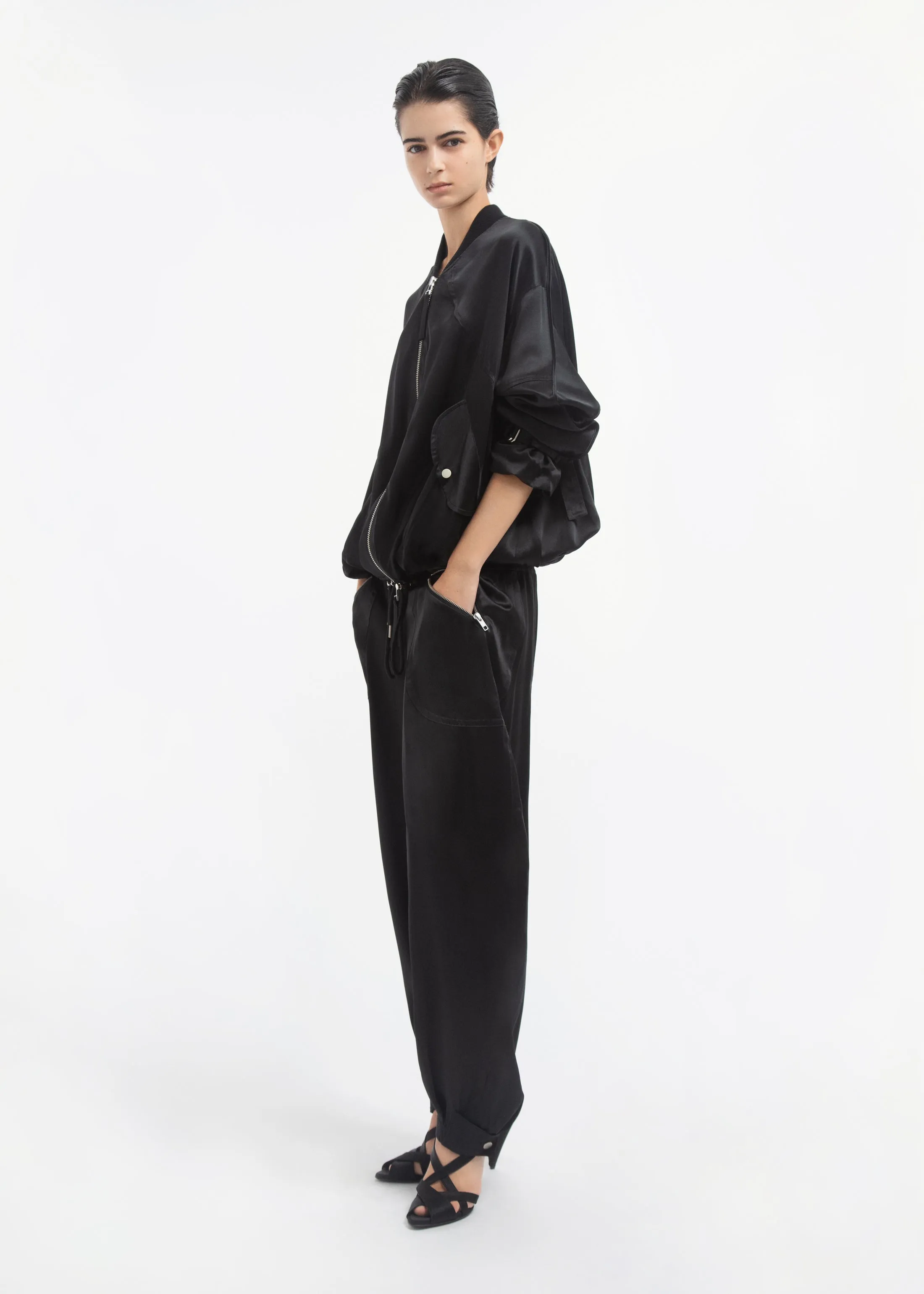 Sports Bomber in Silk Charmeuse - Black sold by CO product image thumbnail 2