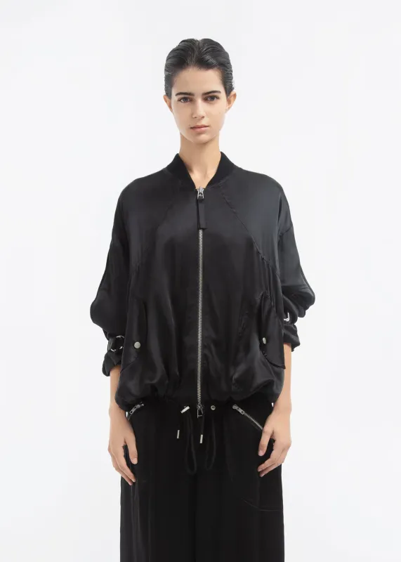Sports Bomber in Silk Charmeuse - Black sold by CO