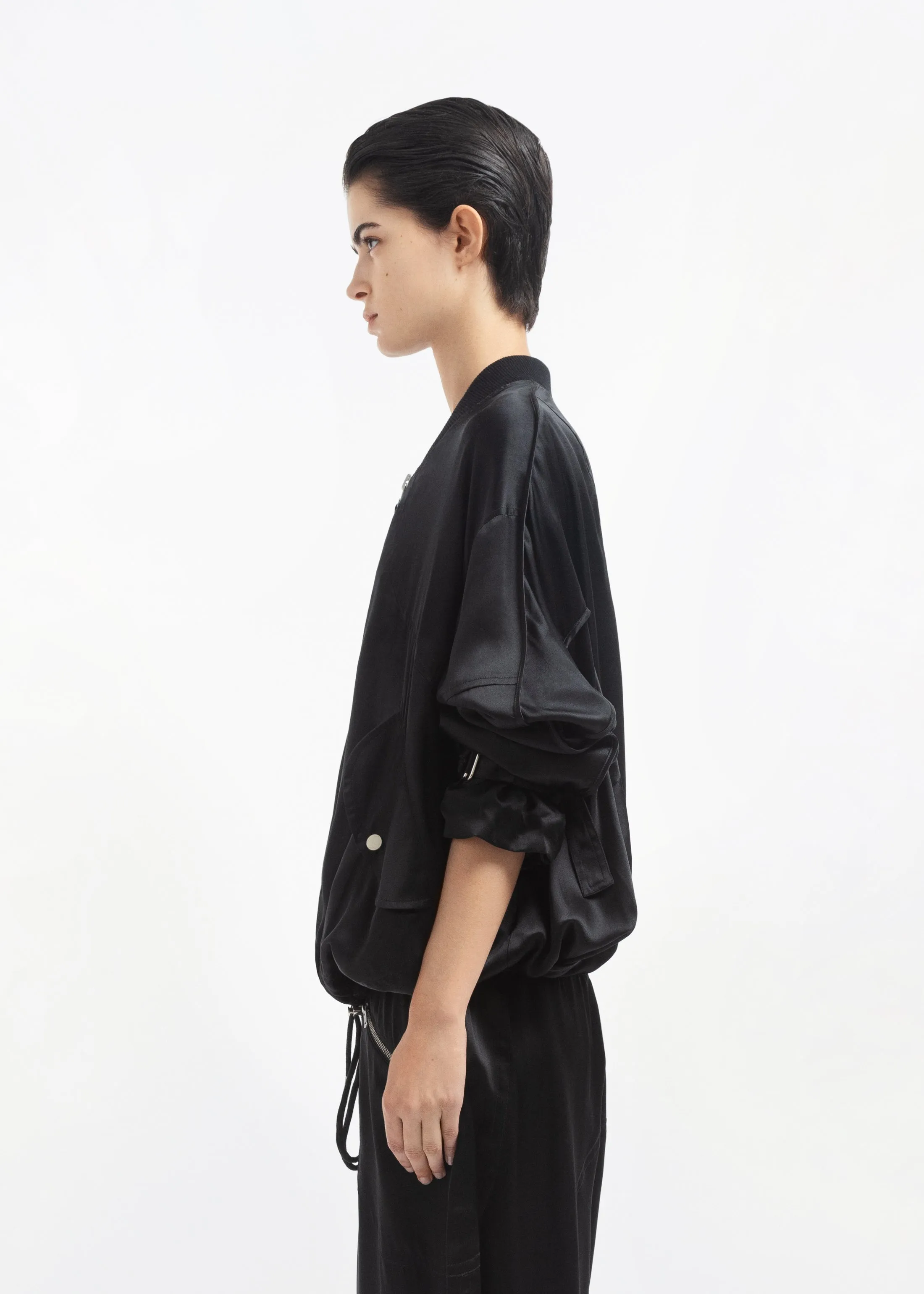 Sports Bomber in Silk Charmeuse - Black sold by CO product image thumbnail 3