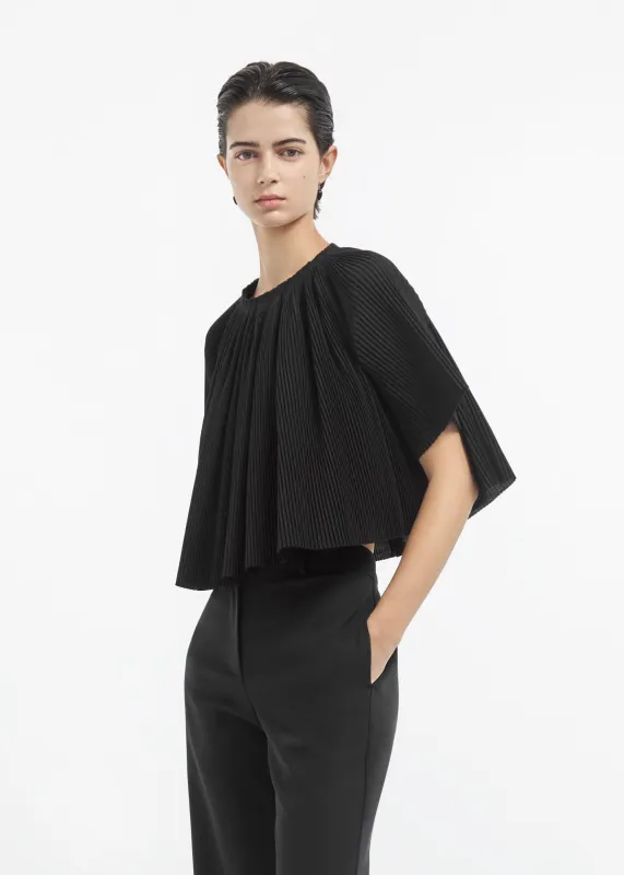 Crinkle Cut Cape Top in Plisse - Black sold by CO