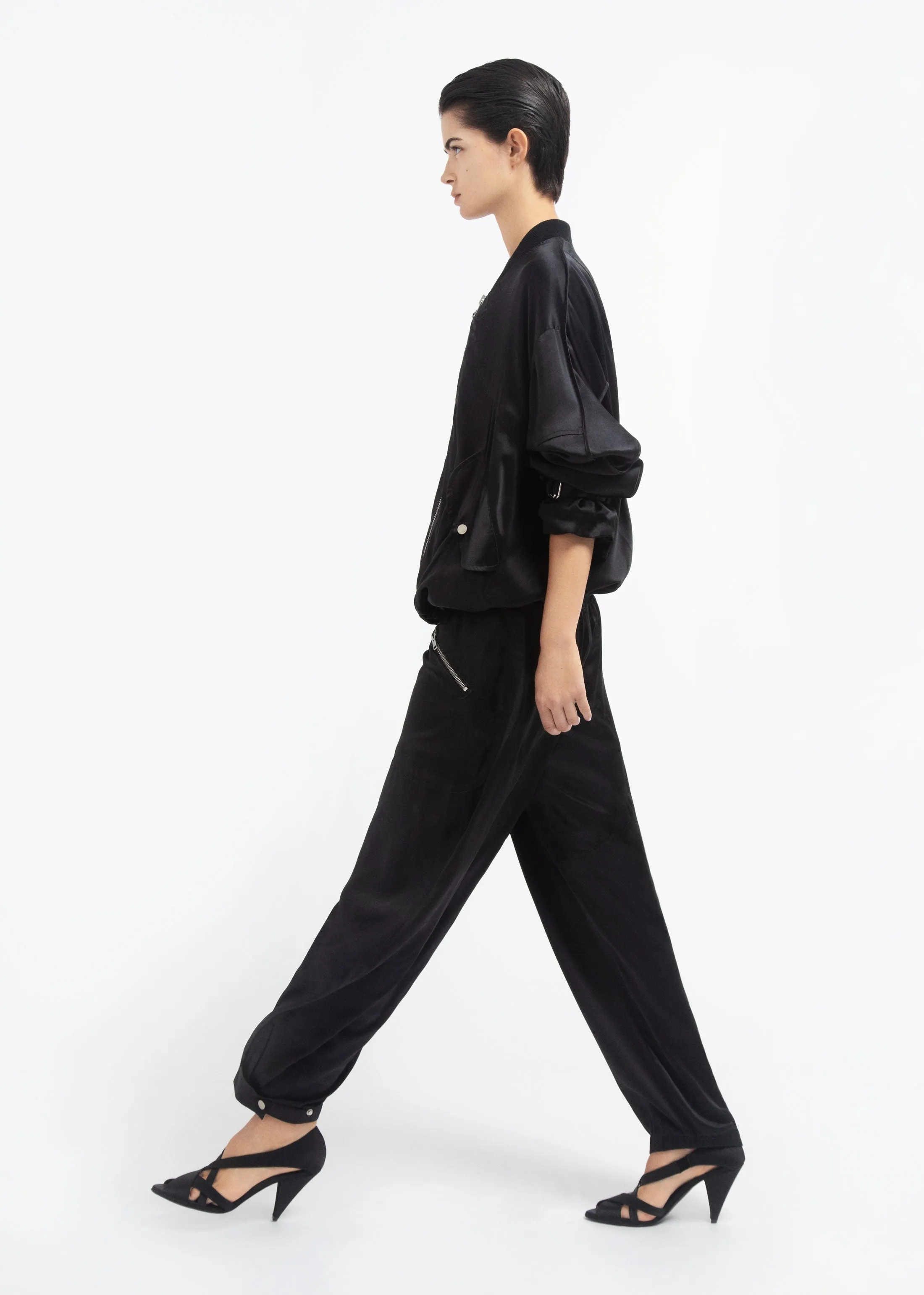 Ribbed Jogger in Silk Charmeuse - Black sold by CO product image thumbnail 5