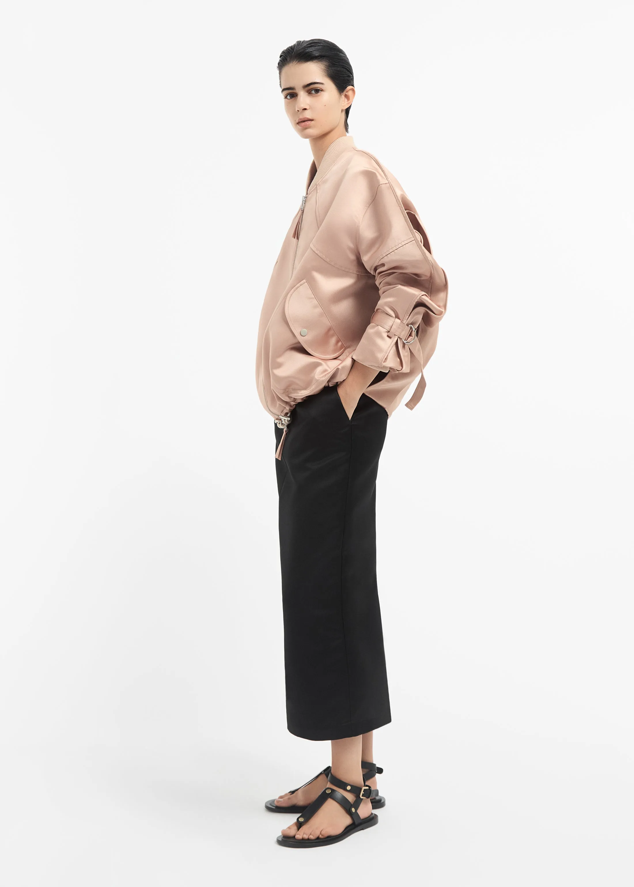 Sports Bomber in Duchess Satin - Champagne sold by CO product image thumbnail 3