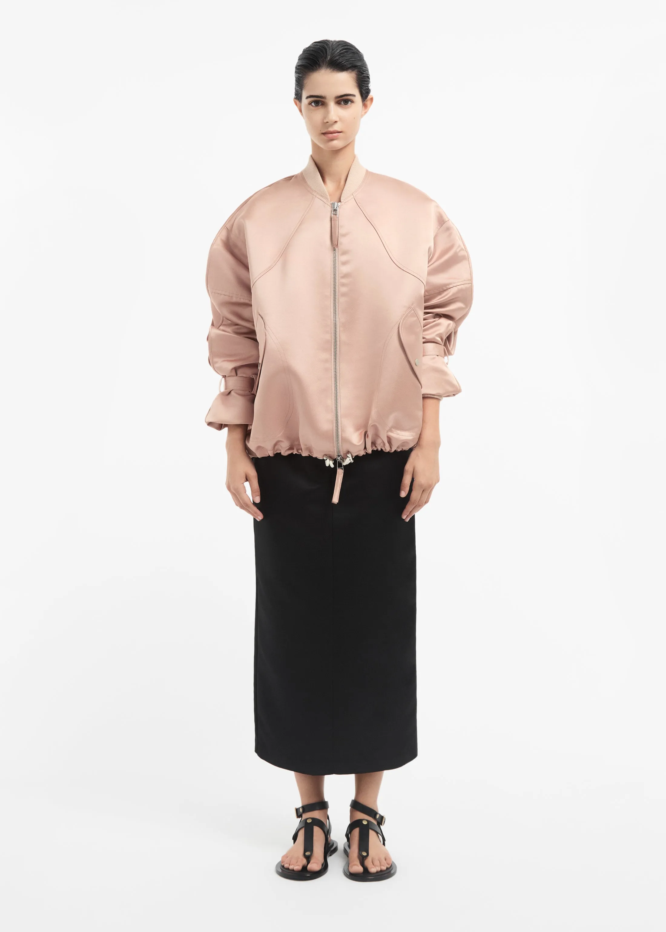Sports Bomber in Duchess Satin - Champagne sold by CO product image thumbnail 4