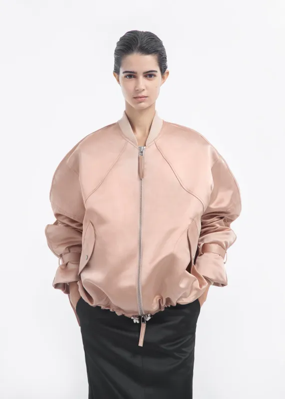 Sports Bomber in Duchess Satin - Champagne made by CO