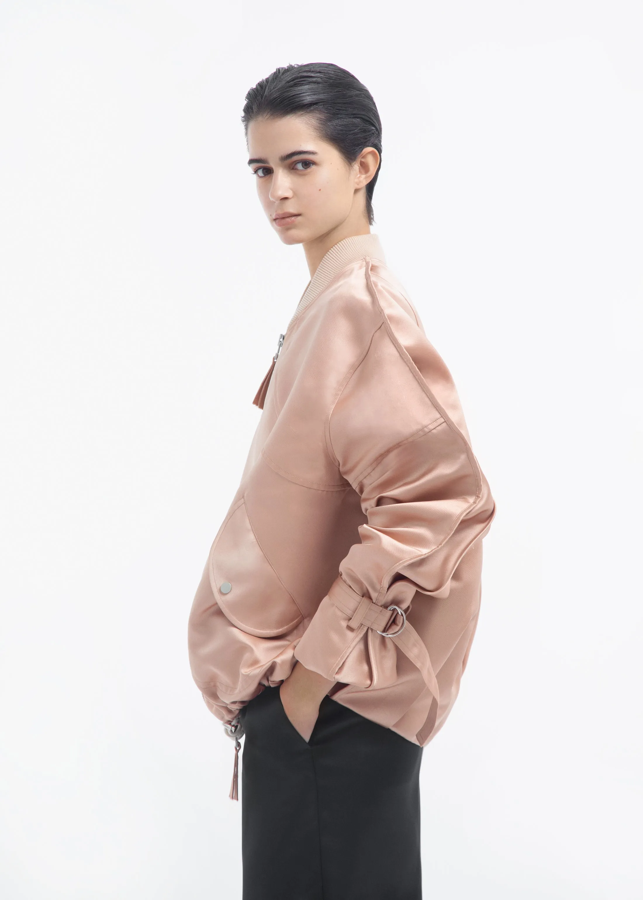Sports Bomber in Duchess Satin - Champagne sold by CO product image thumbnail 2