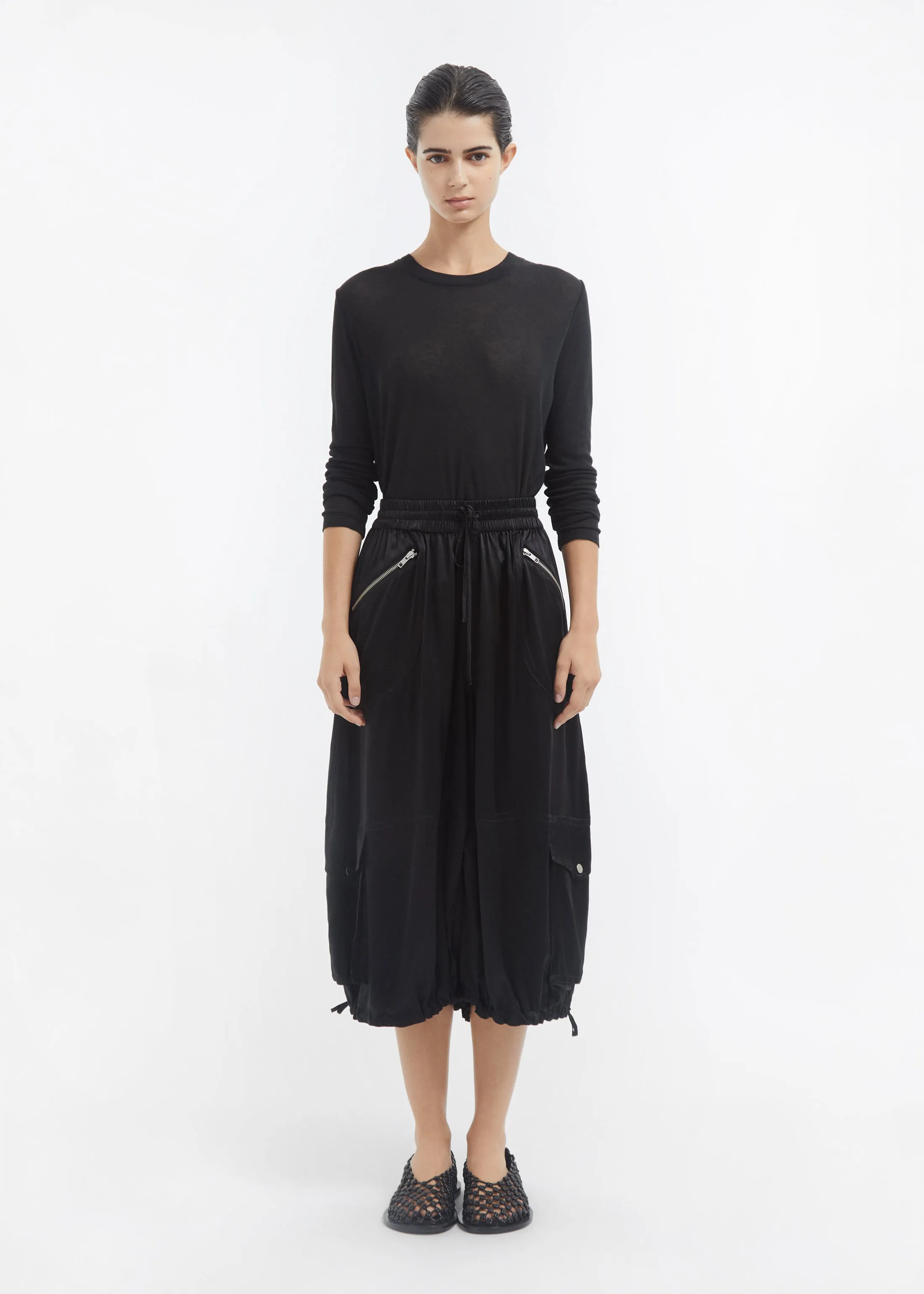 Braies Pant in Silk Charmeuse - Black sold by CO
