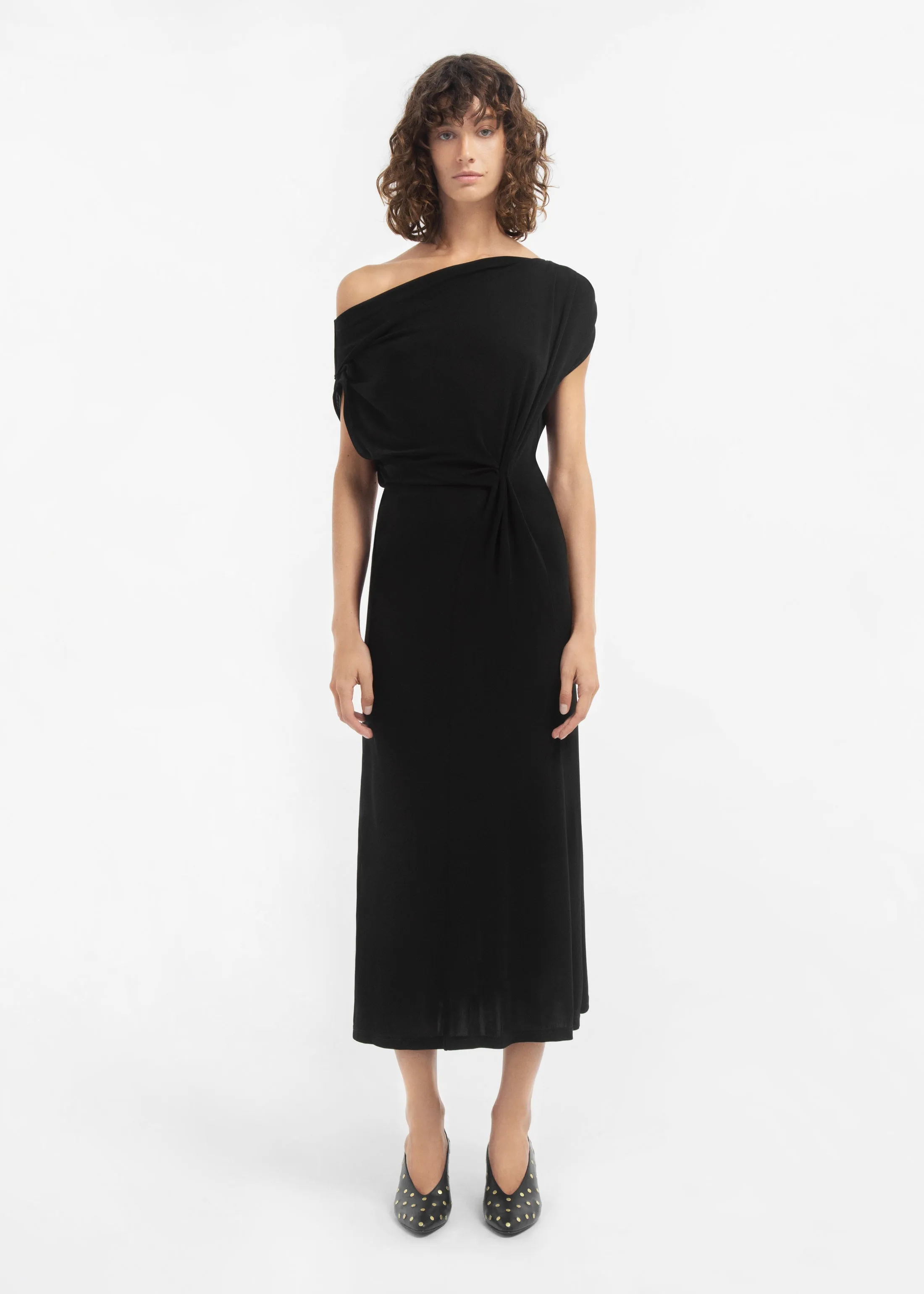 Draped Shoulder Dress in Jersey - Black sold by CO product image thumbnail 2