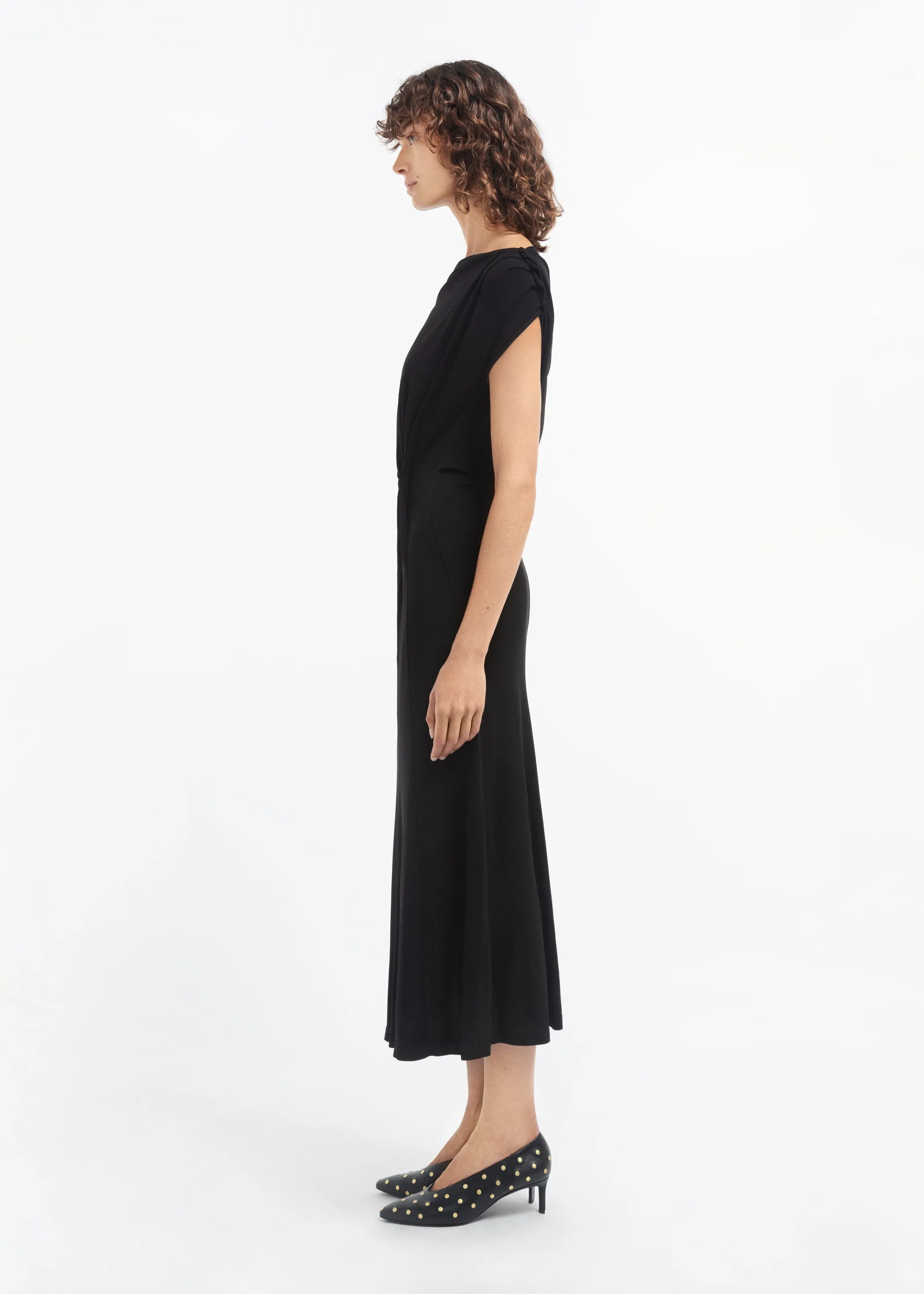 Draped Shoulder Dress in Jersey - Black sold by CO product image thumbnail 3
