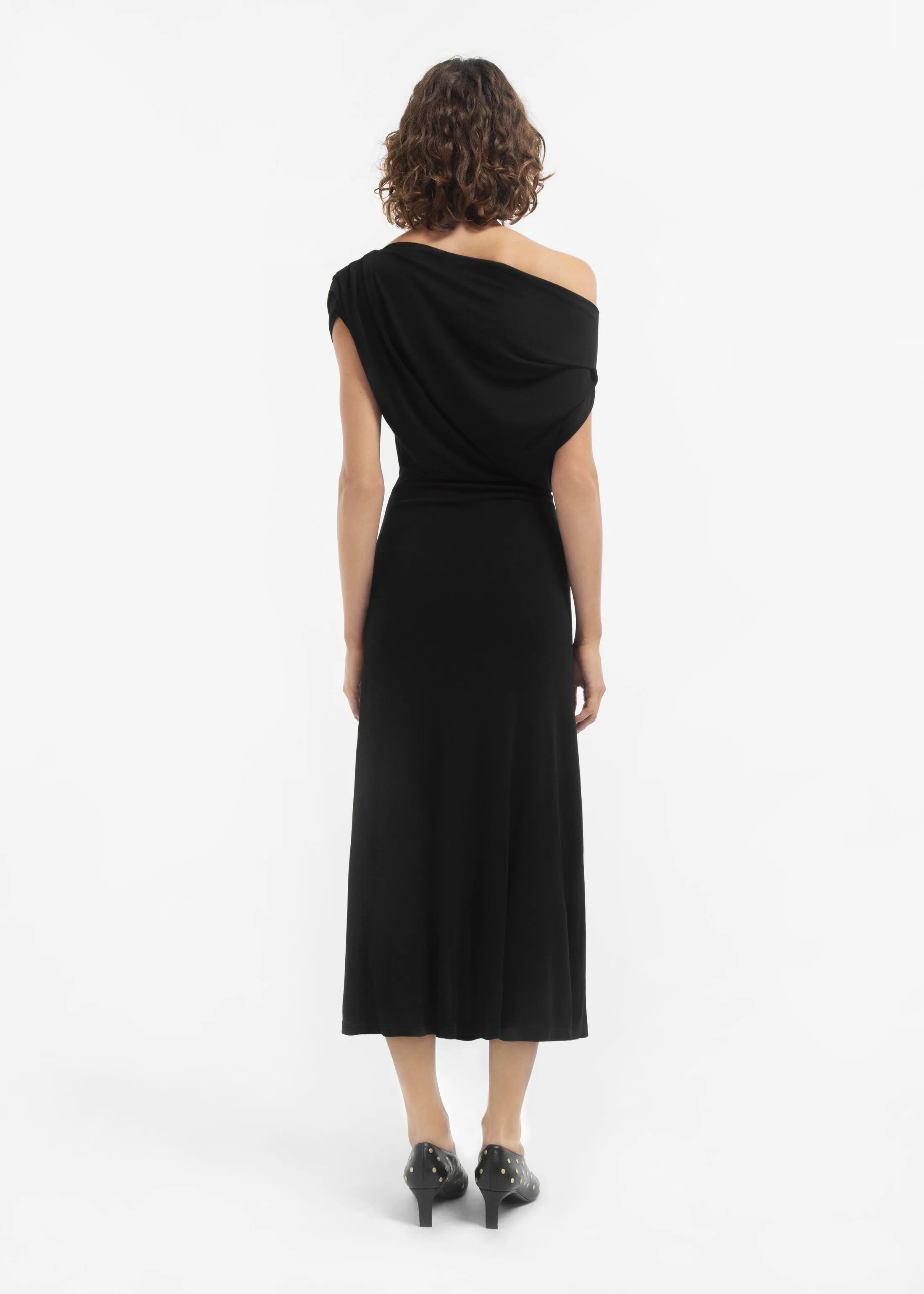 Draped Shoulder Dress in Jersey - Black sold by CO product image thumbnail 4