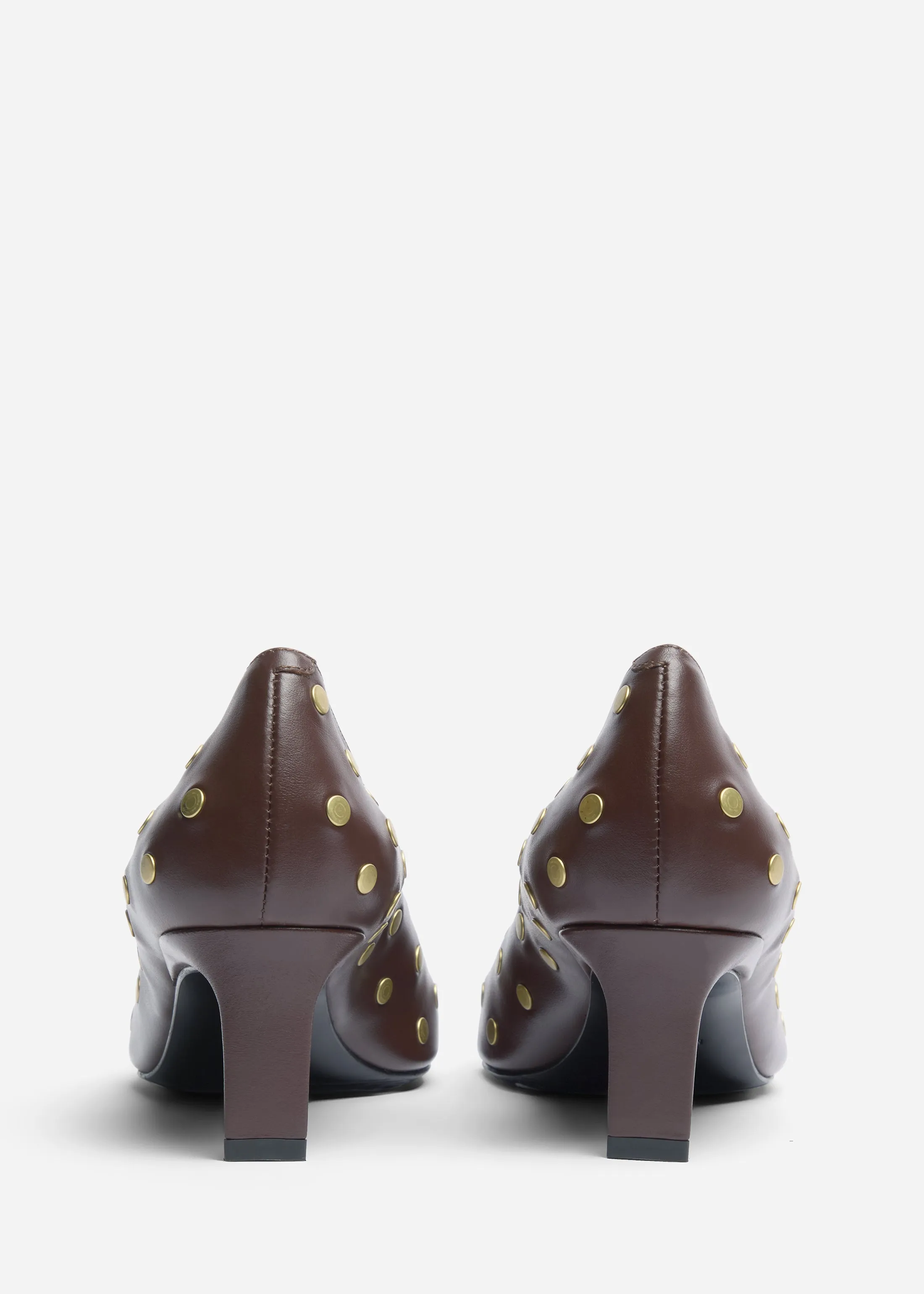 Studded Kitten Heel in Calf Skin Leather - Chocolate sold by CO product image thumbnail 3