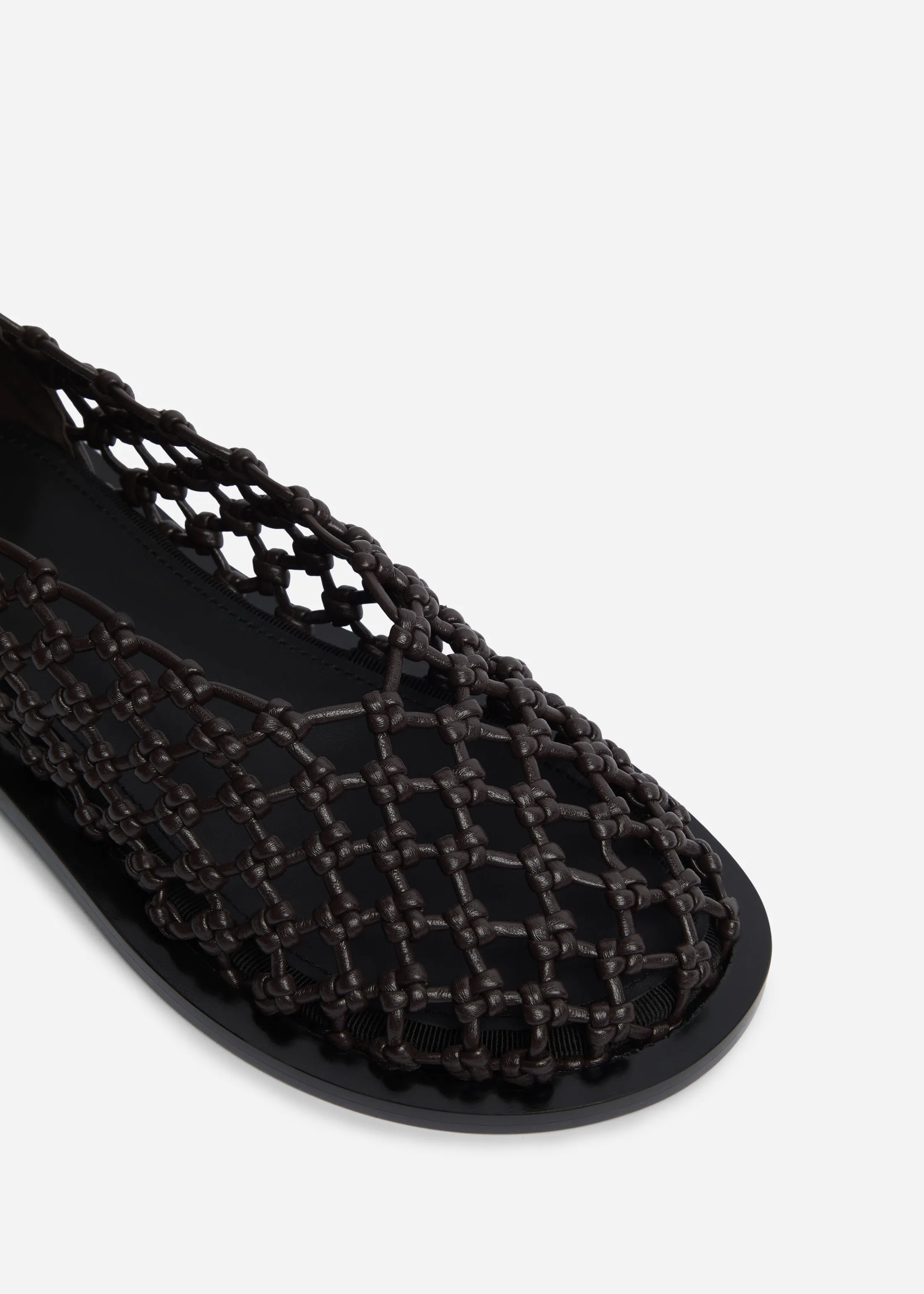 Woven Knotted Flat in Napa Leather - Chocolate sold by CO product image thumbnail 4