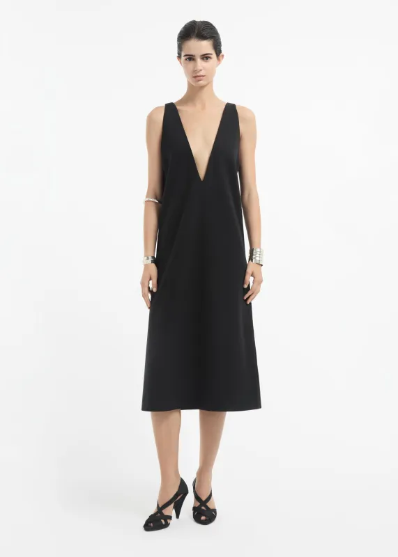 V-Neck Dress in Cotton - Black sold by CO