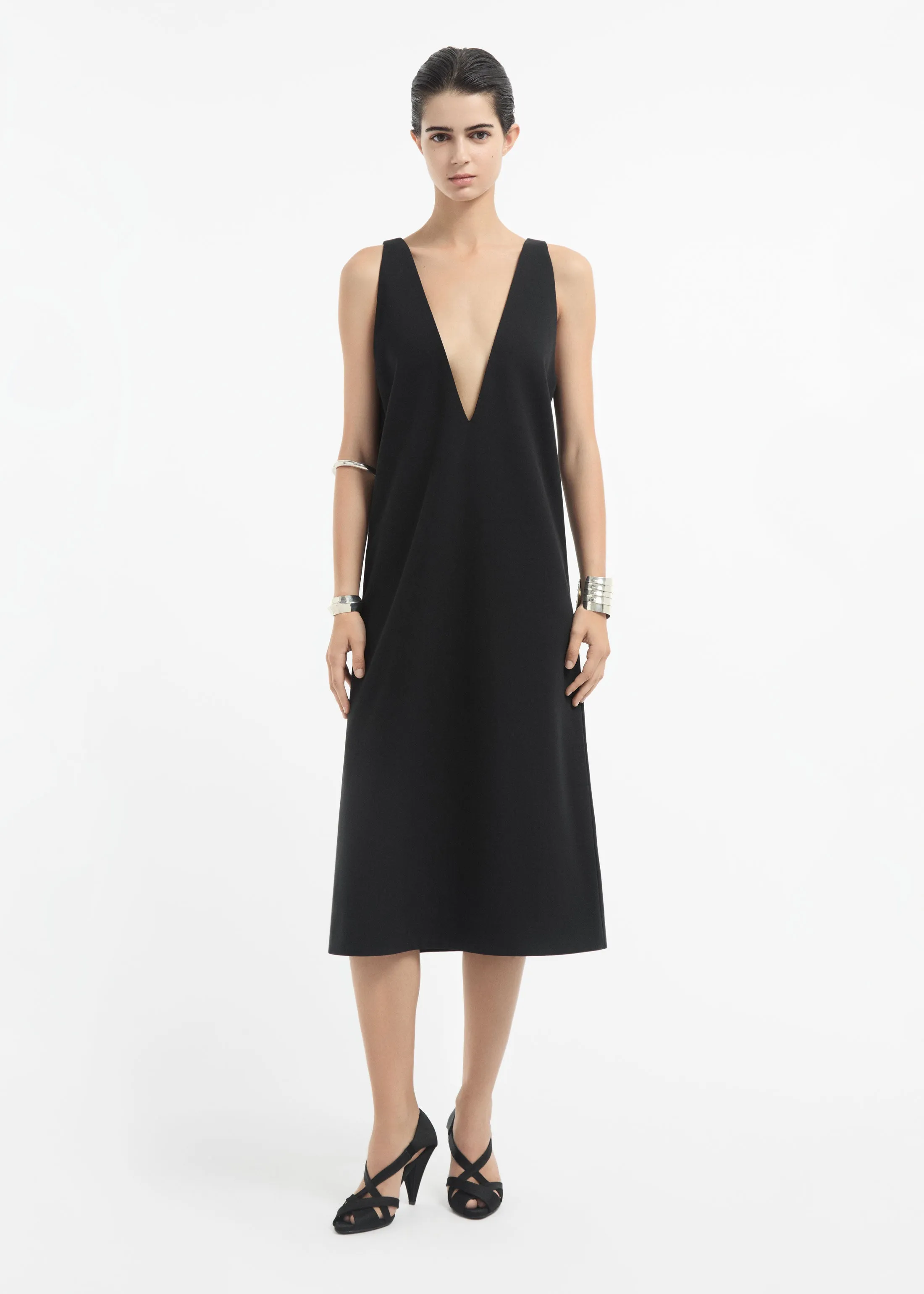 V-Neck Dress in Cotton - Black sold by CO