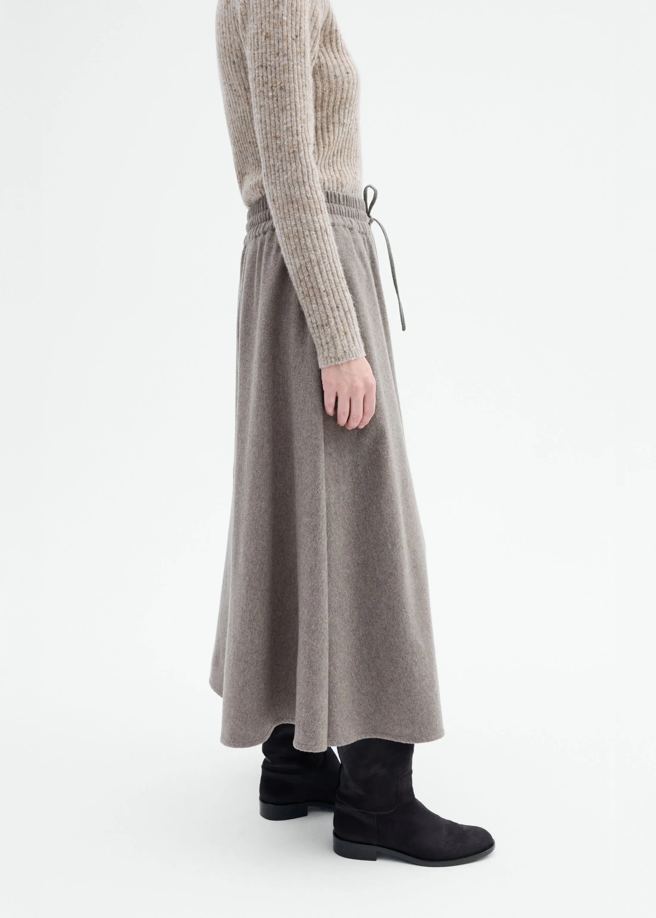 Drawstring Midi Skirt in Wool Cashmere - Oatmeal sold by CO product image thumbnail 3
