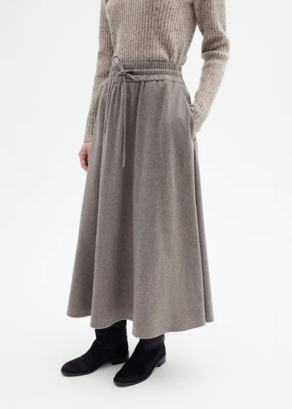 Drawstring Midi Skirt in Wool Cashmere - Oatmeal sold by CO