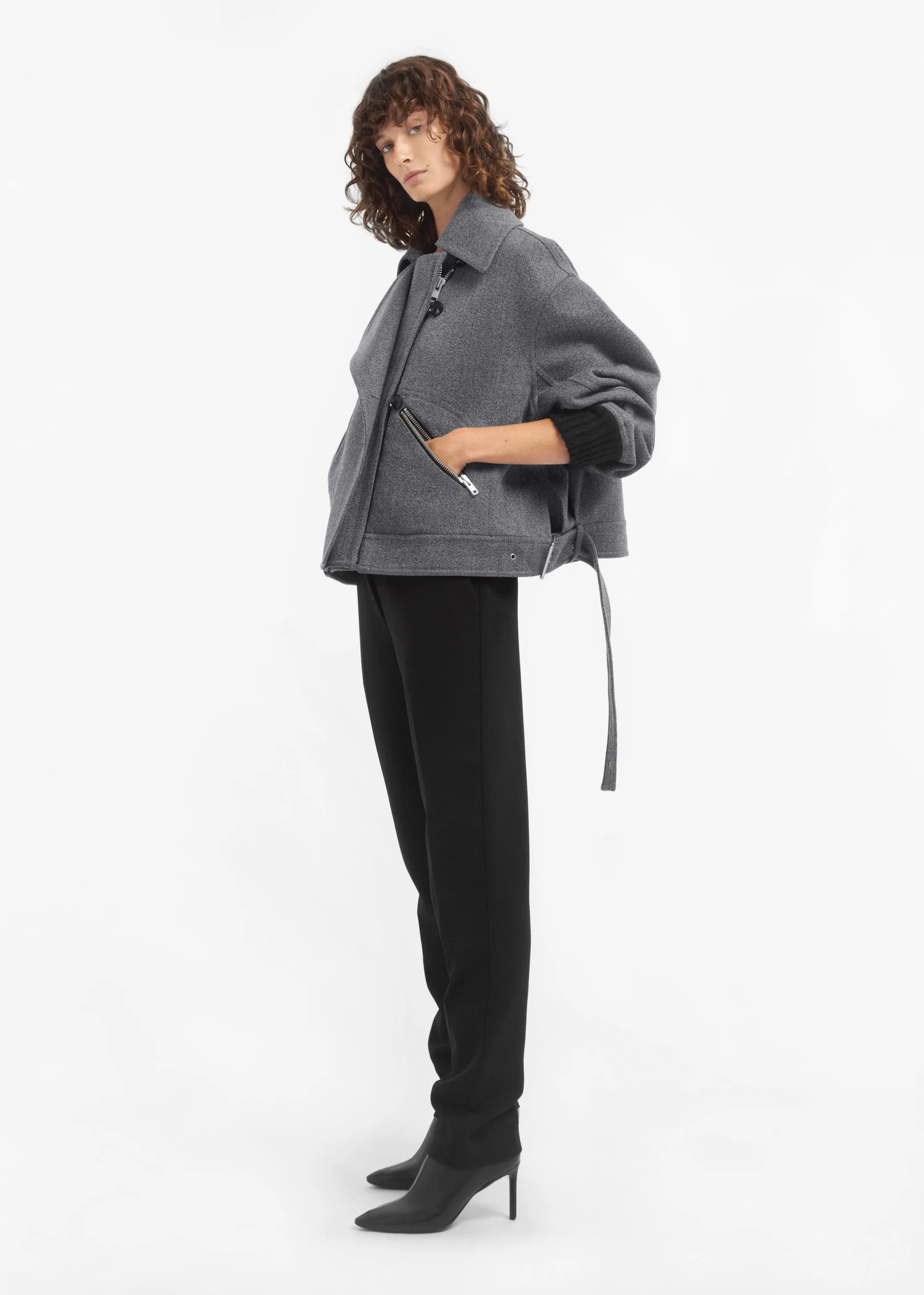 Oversized Engineered Bomber in Wool - Grey Melange sold by CO product image thumbnail 4