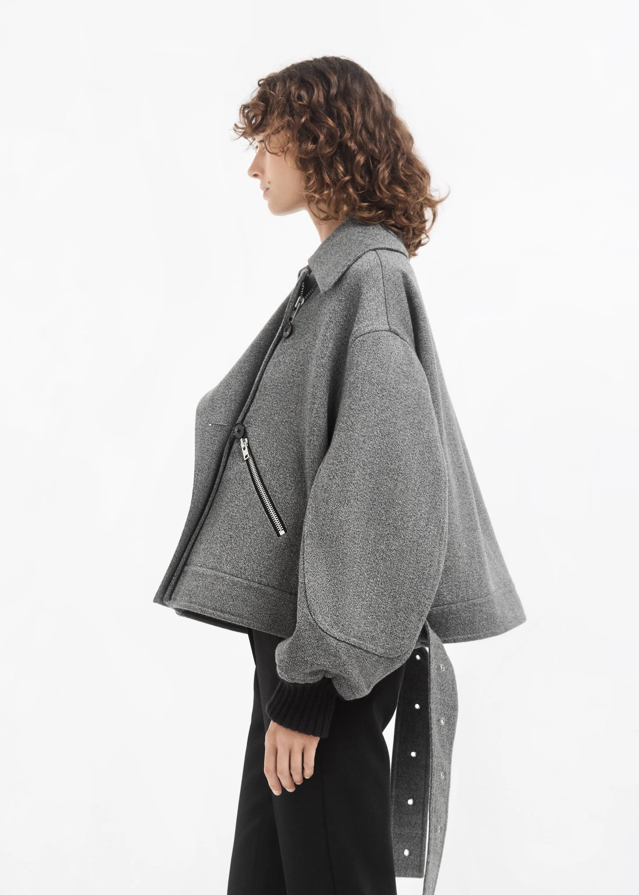 Oversized Engineered Bomber in Wool - Grey Melange sold by CO product image thumbnail 2