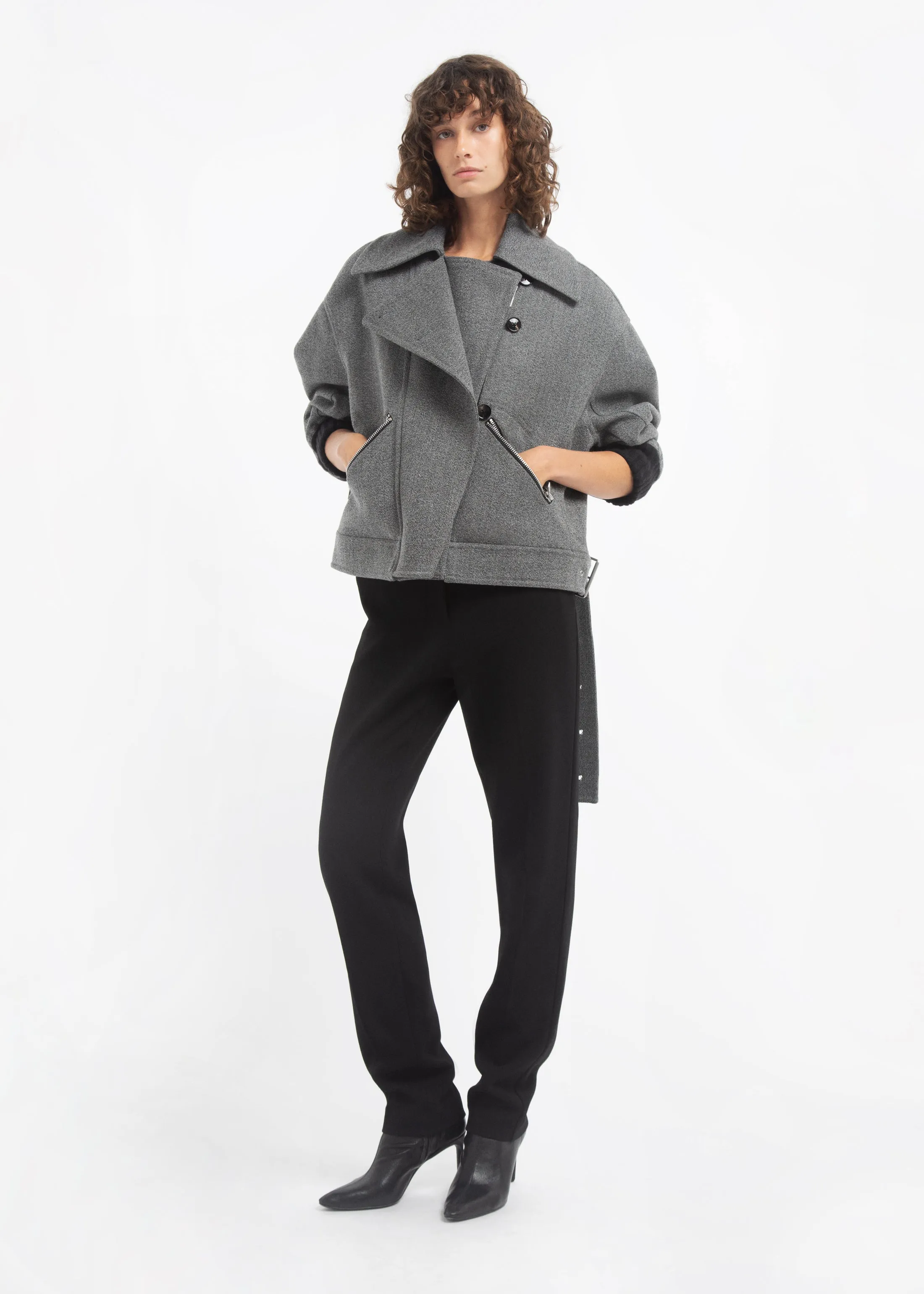 Oversized Engineered Bomber in Wool - Grey Melange sold by CO product image thumbnail 5
