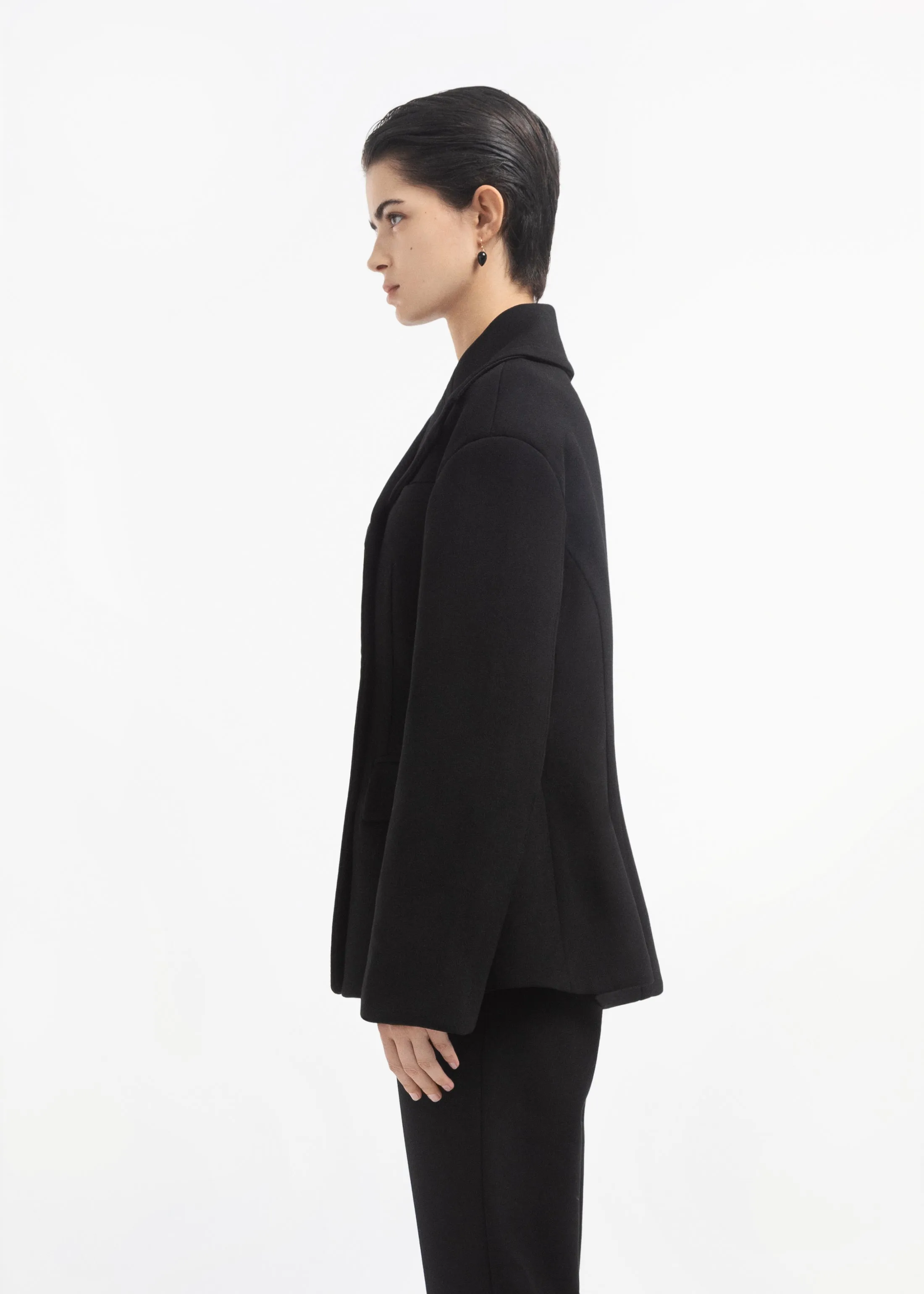 Oversized Double Breasted Peplum Jacket in Wool - Black sold by CO product image thumbnail 3