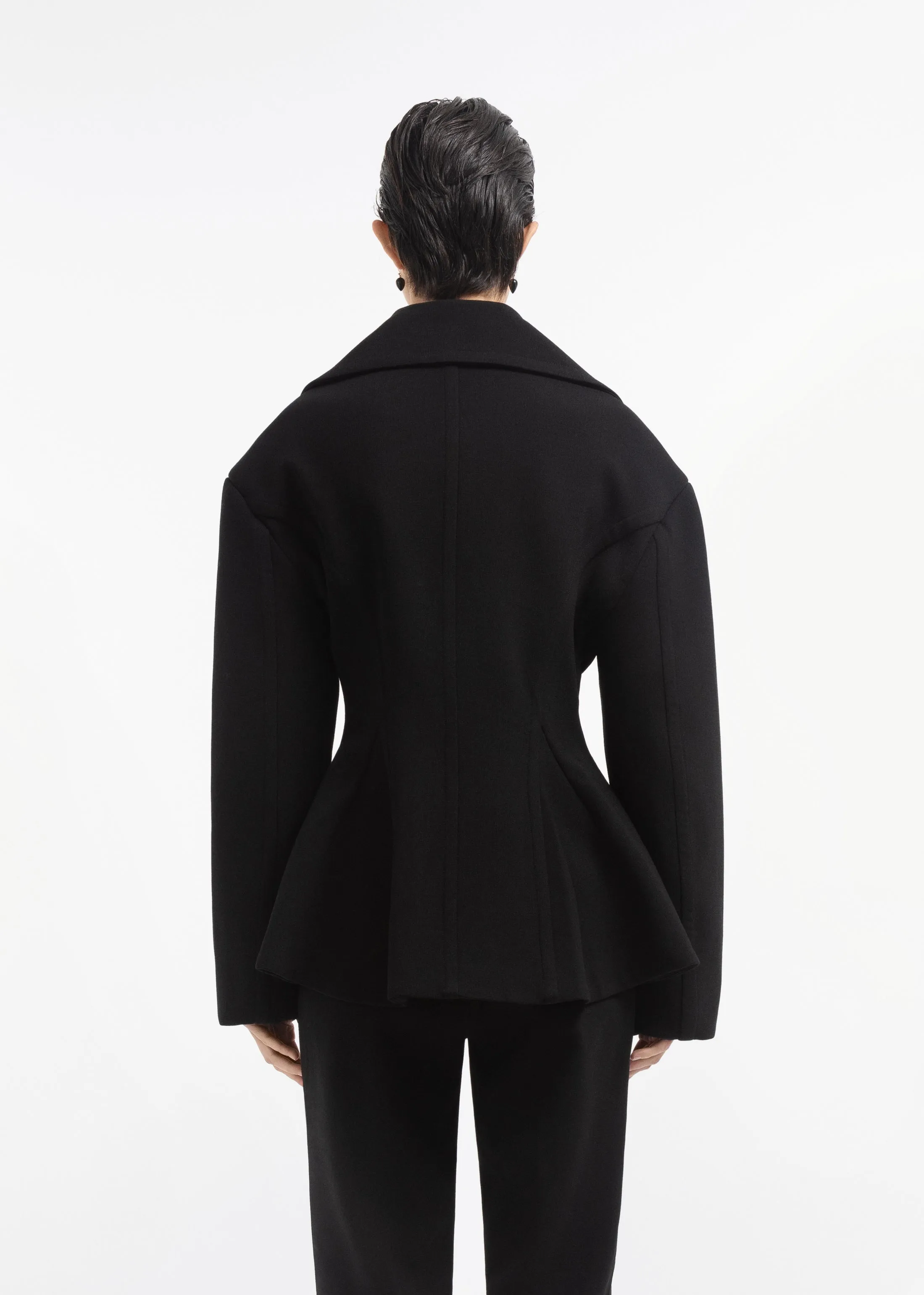 Oversized Double Breasted Peplum Jacket in Wool - Black sold by CO product image thumbnail 4
