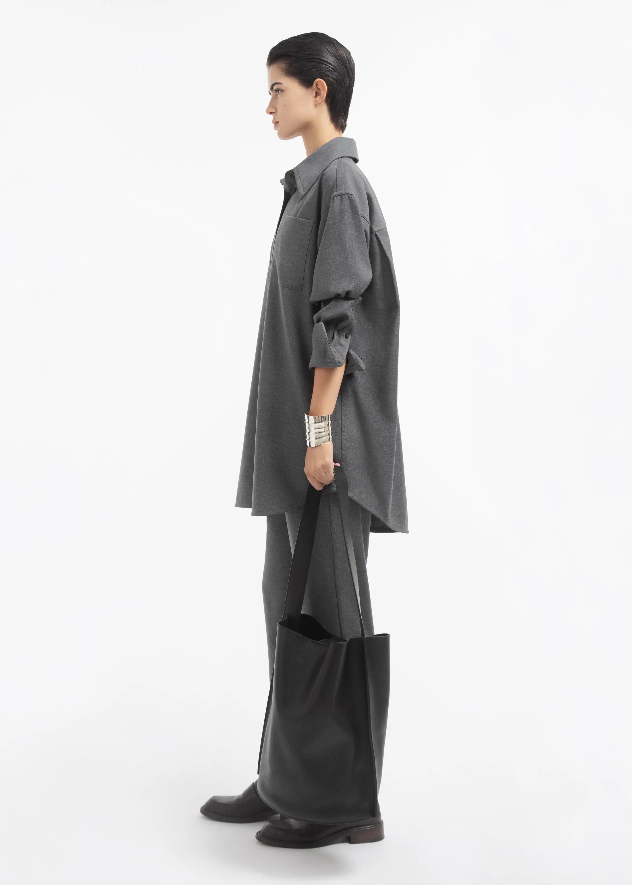 Overshirt in Melange Wool - Grey Melange sold by CO product image thumbnail 5