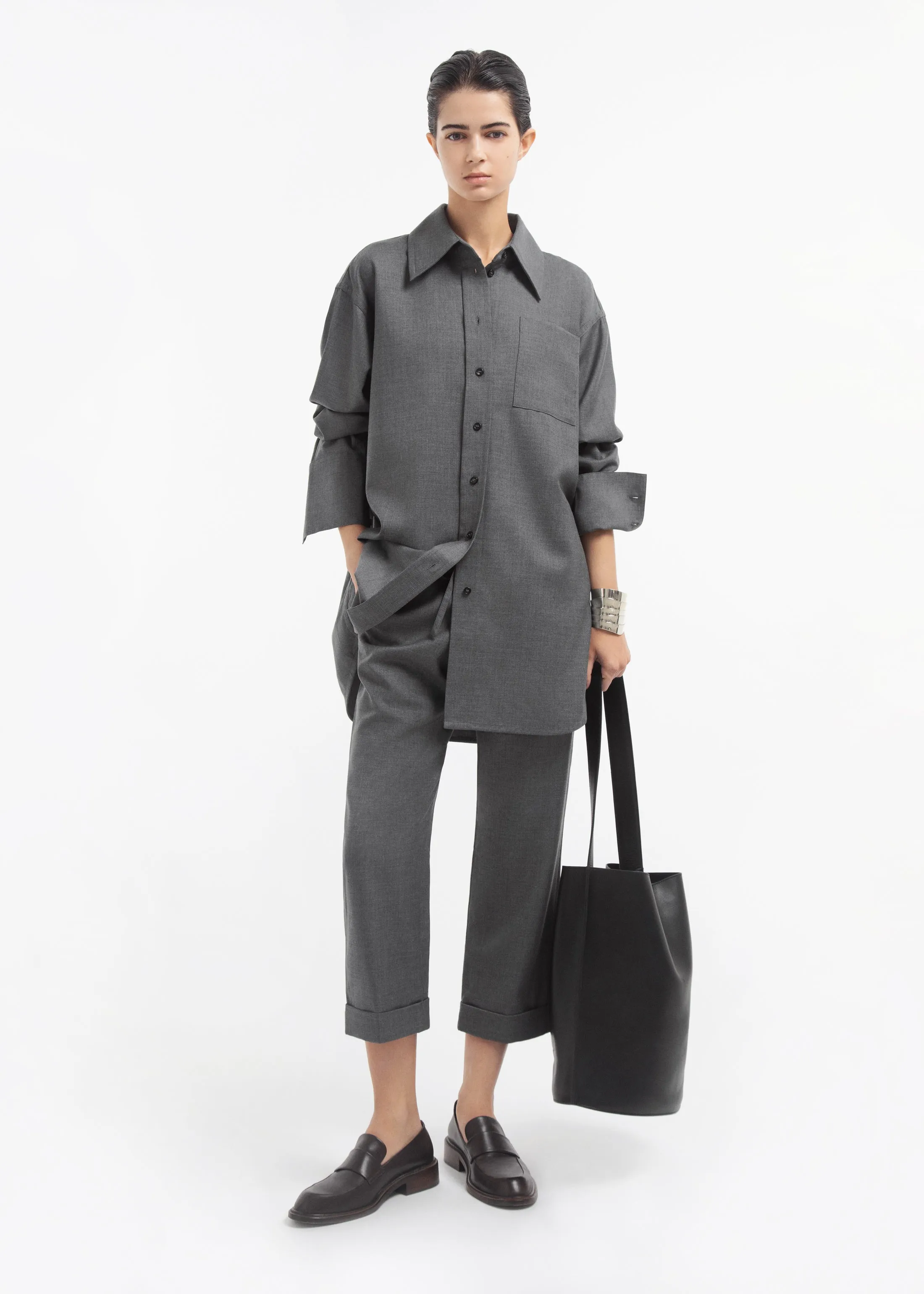 Overshirt in Melange Wool - Grey Melange sold by CO product image thumbnail 2