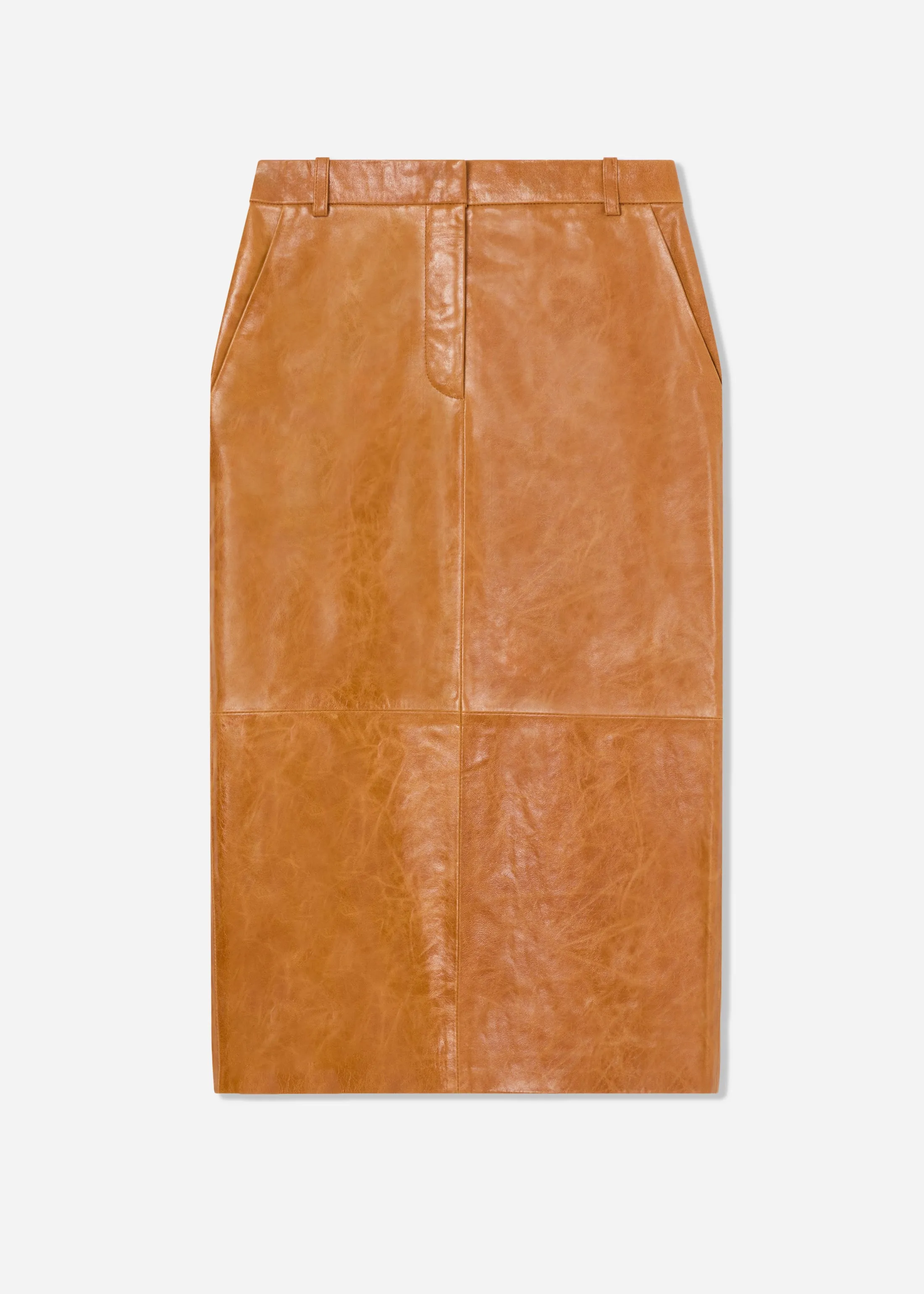 Tailored Pencil Skirt in Leather - Cognac sold by CO product image thumbnail 4
