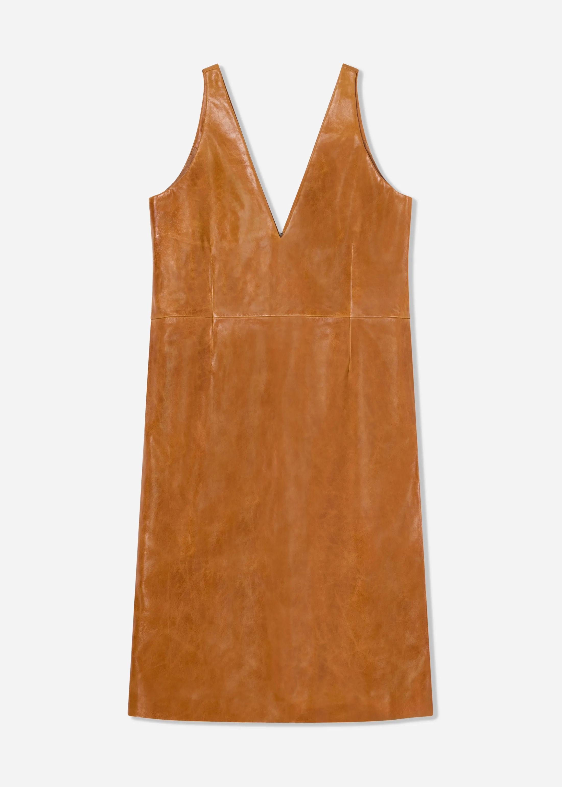 V-Neck Dress in Leather - Cognac sold by CO product image thumbnail 4