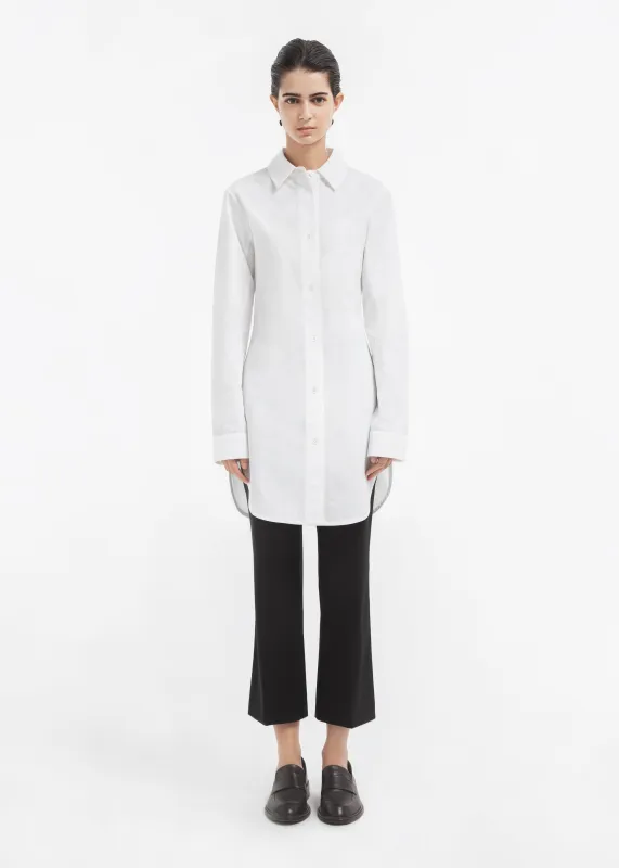 Cinched Button Down Shirt in Cotton Poplin - White made by CO